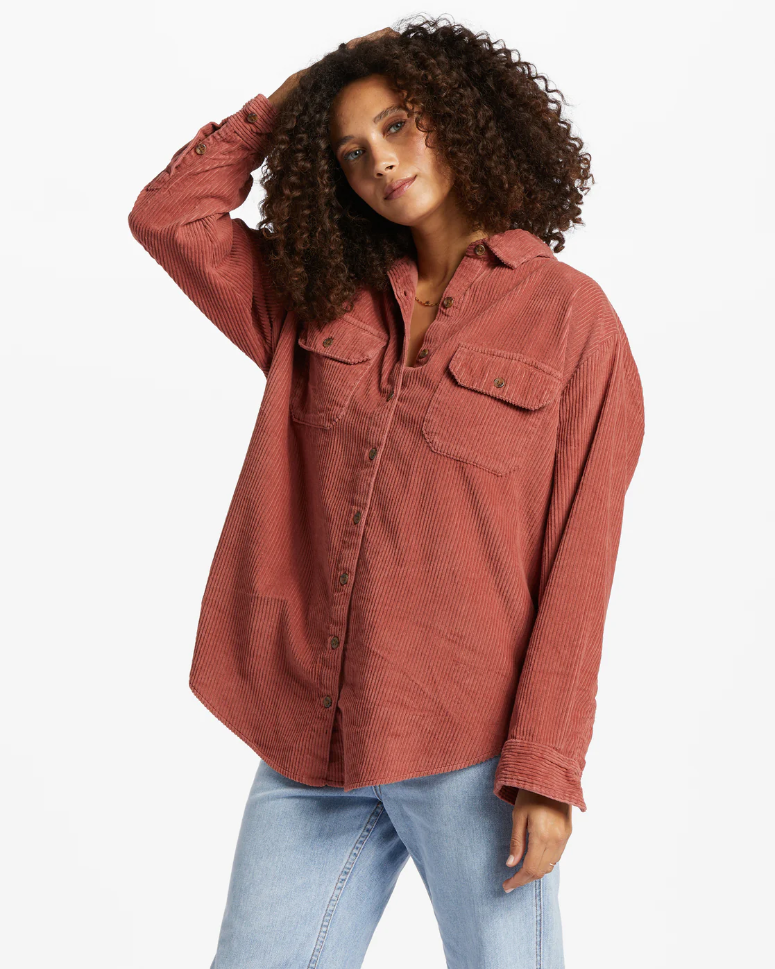 Billabong So Stoked Cord Long Sleeve Top - Deep Sienna -Biliabong Outlet