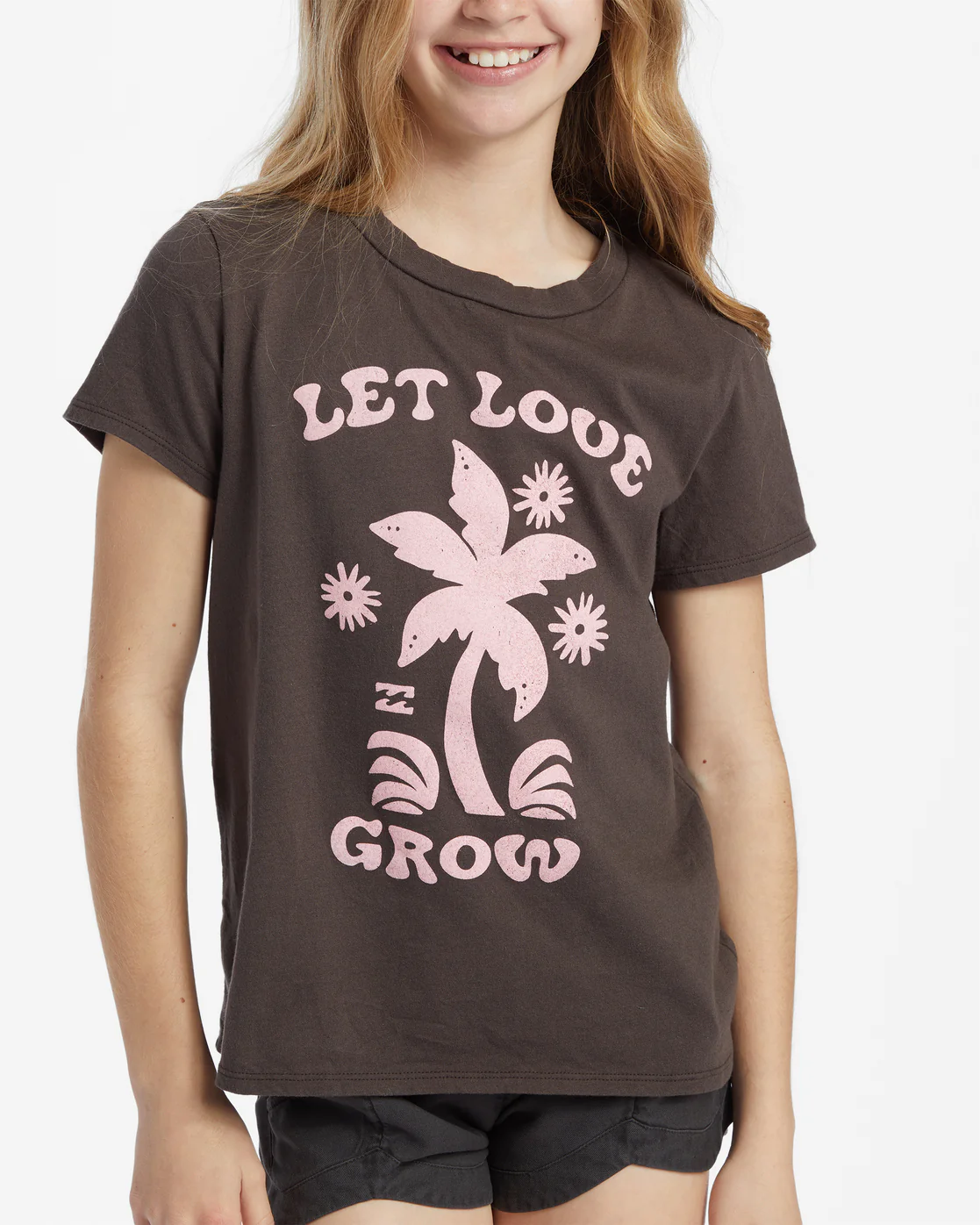Billabong Girls Let Love Grow T-Shirt - Off Black -Biliabong Outlet