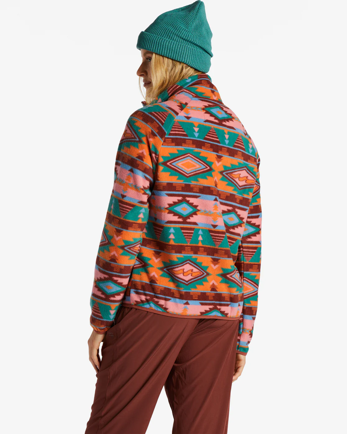 Billabong Boundary Zip-Up Mock Neck Fleece - Rosewood -Biliabong Outlet