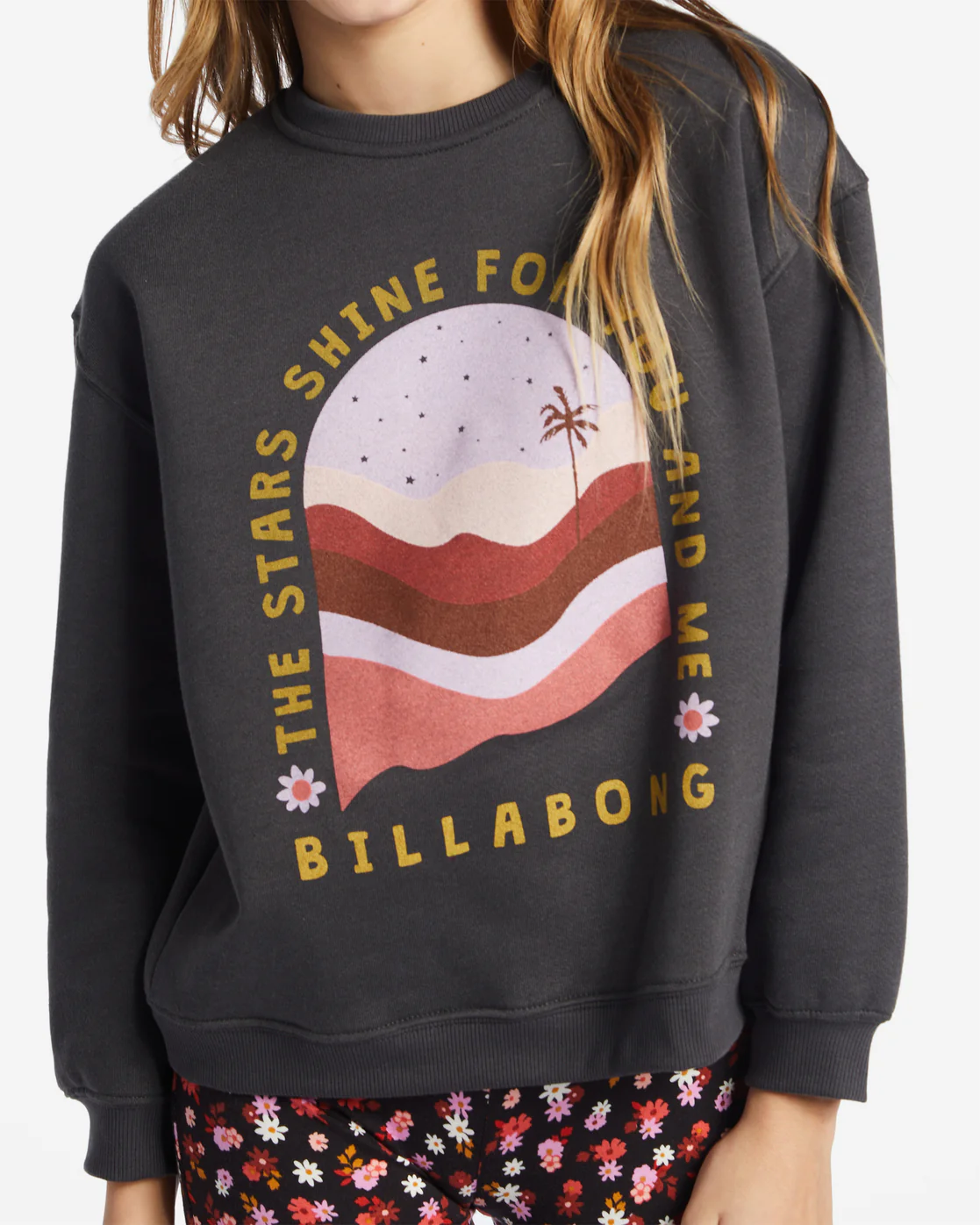 Billabong Girls Night Sky Sweatshirt - Off Black -Biliabong Outlet