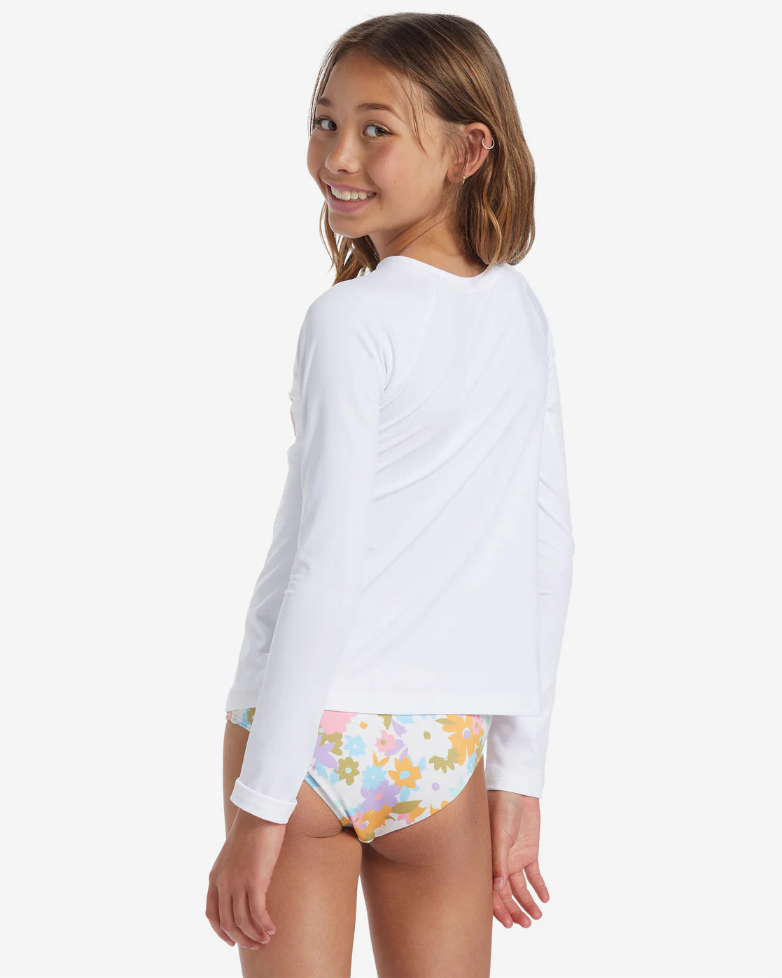 Billabong Girls Core Surfdaze Long Sleeve Rashguard Surf Tee - White -Biliabong Outlet