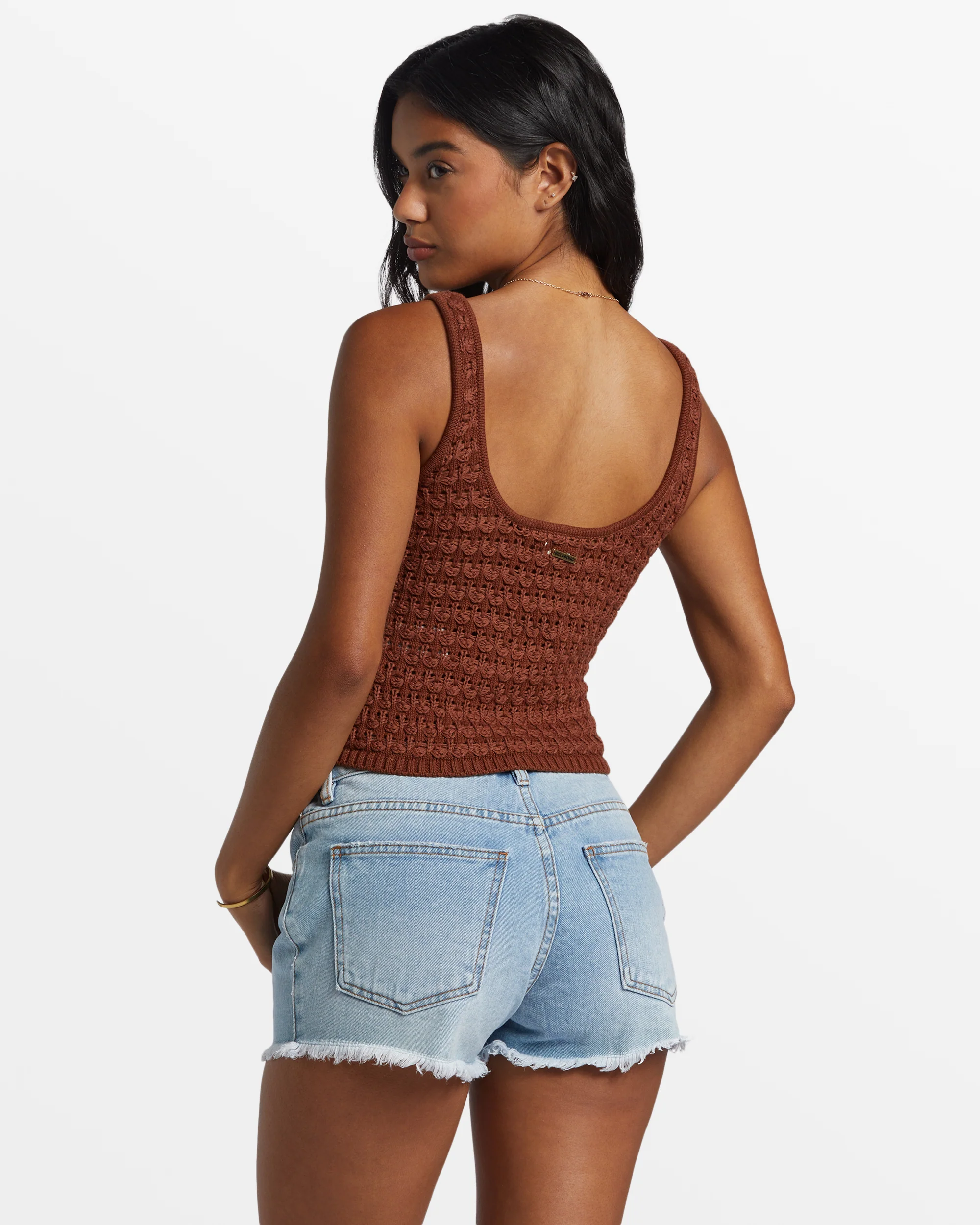 Billabong Hot Shot Crochet Tank Top - Toasted Coconut -Biliabong Outlet