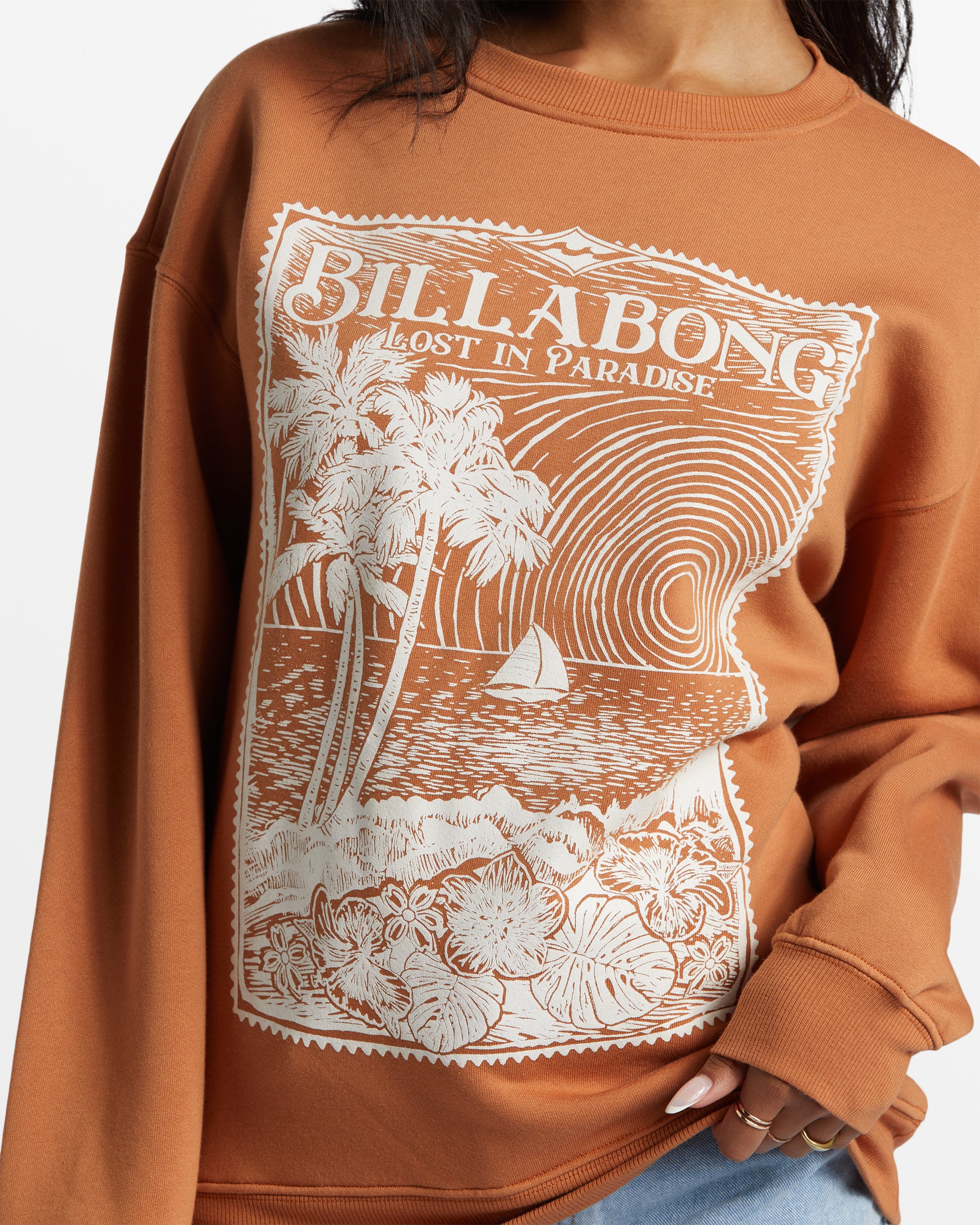 Billabong Paradise Is Here Crew Neck Sweatshirt - Toffee -Biliabong Outlet