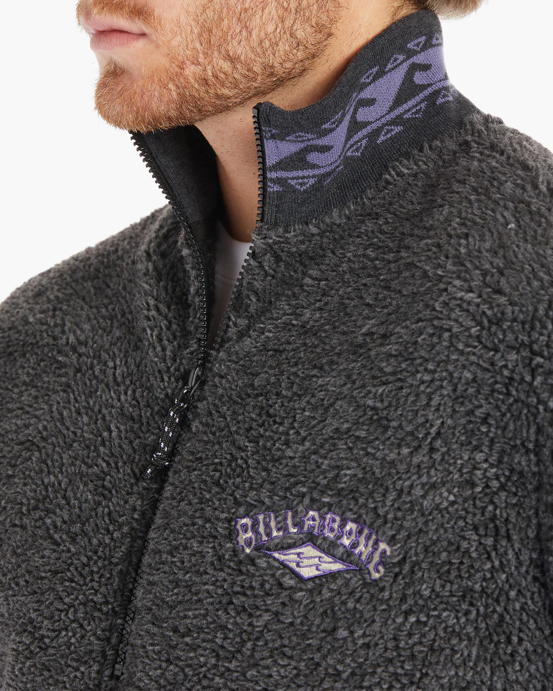 Billabong Boundary Bunyip Mock-Neck Sweatshirt - Black Heather -Biliabong Outlet