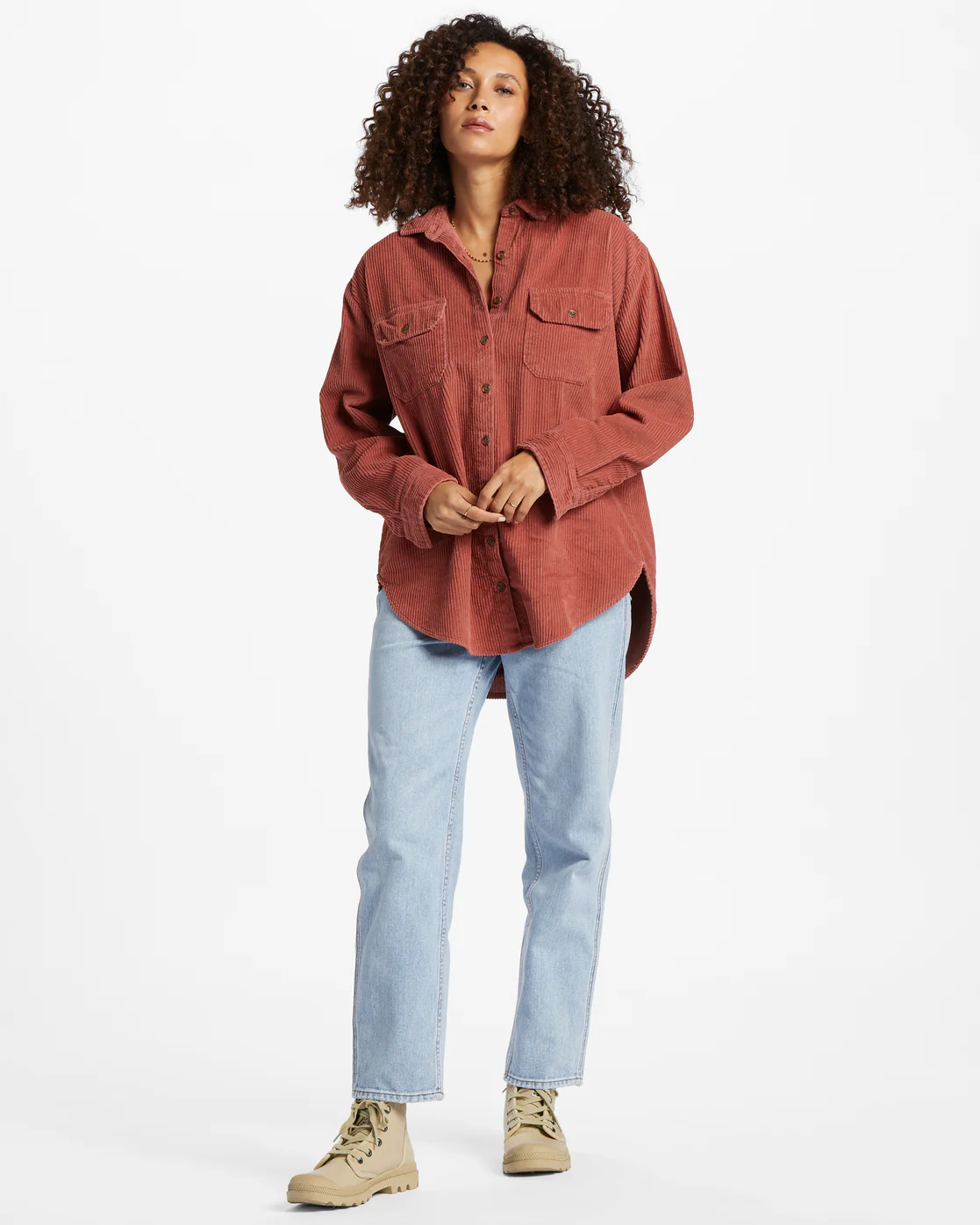 Billabong So Stoked Cord Long Sleeve Top - Deep Sienna -Biliabong Outlet