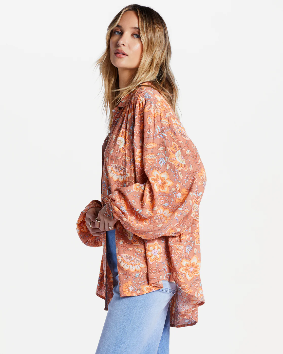 Billabong Day After Day Oversized Button-Down Shirt - Rose Dawn -Biliabong Outlet