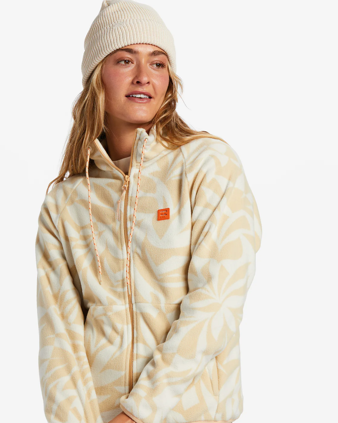 Billabong Boundary Zip-Up Mock Neck Fleece - Oat -Biliabong Outlet