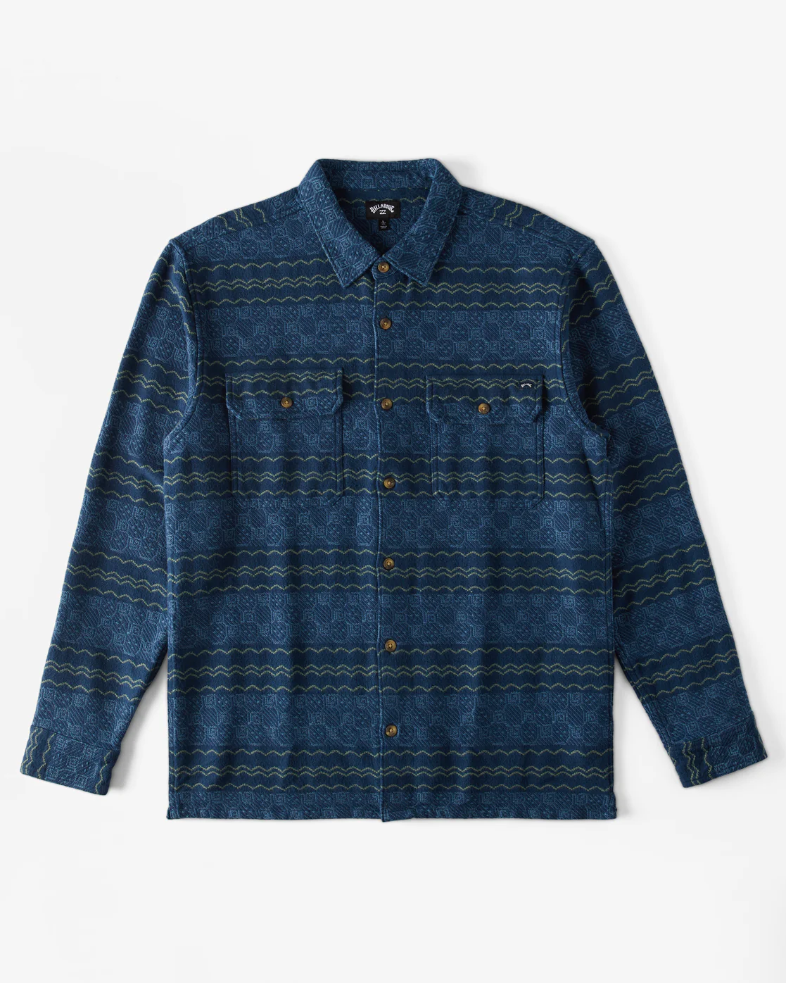 Billabong Offshore Jacquard Flannel Long Sleeve Shirt - Dark Blue -Biliabong Outlet