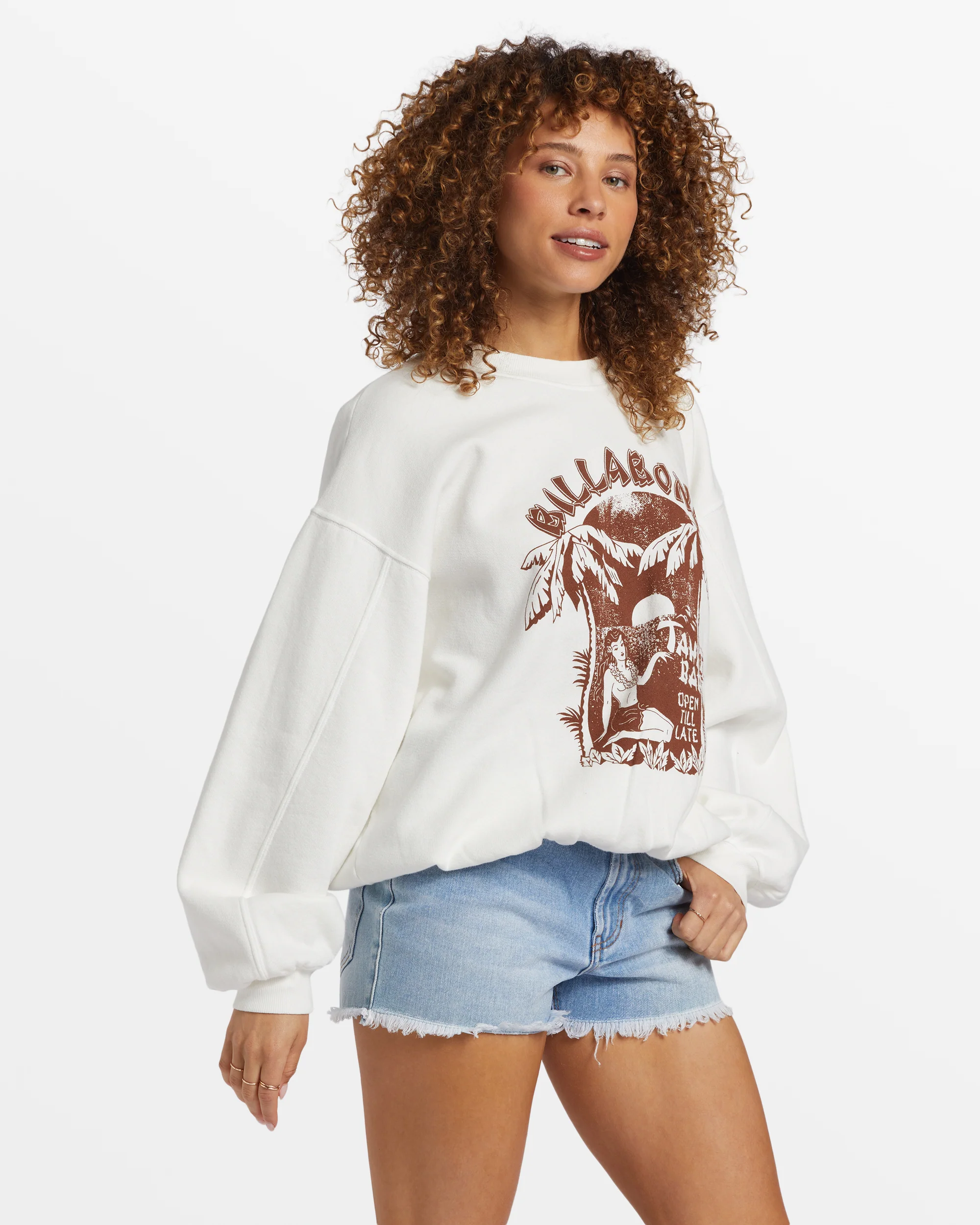 Billabong Aloha Kendal Crew Neck Sweatshirt - Salt Crystal -Biliabong Outlet