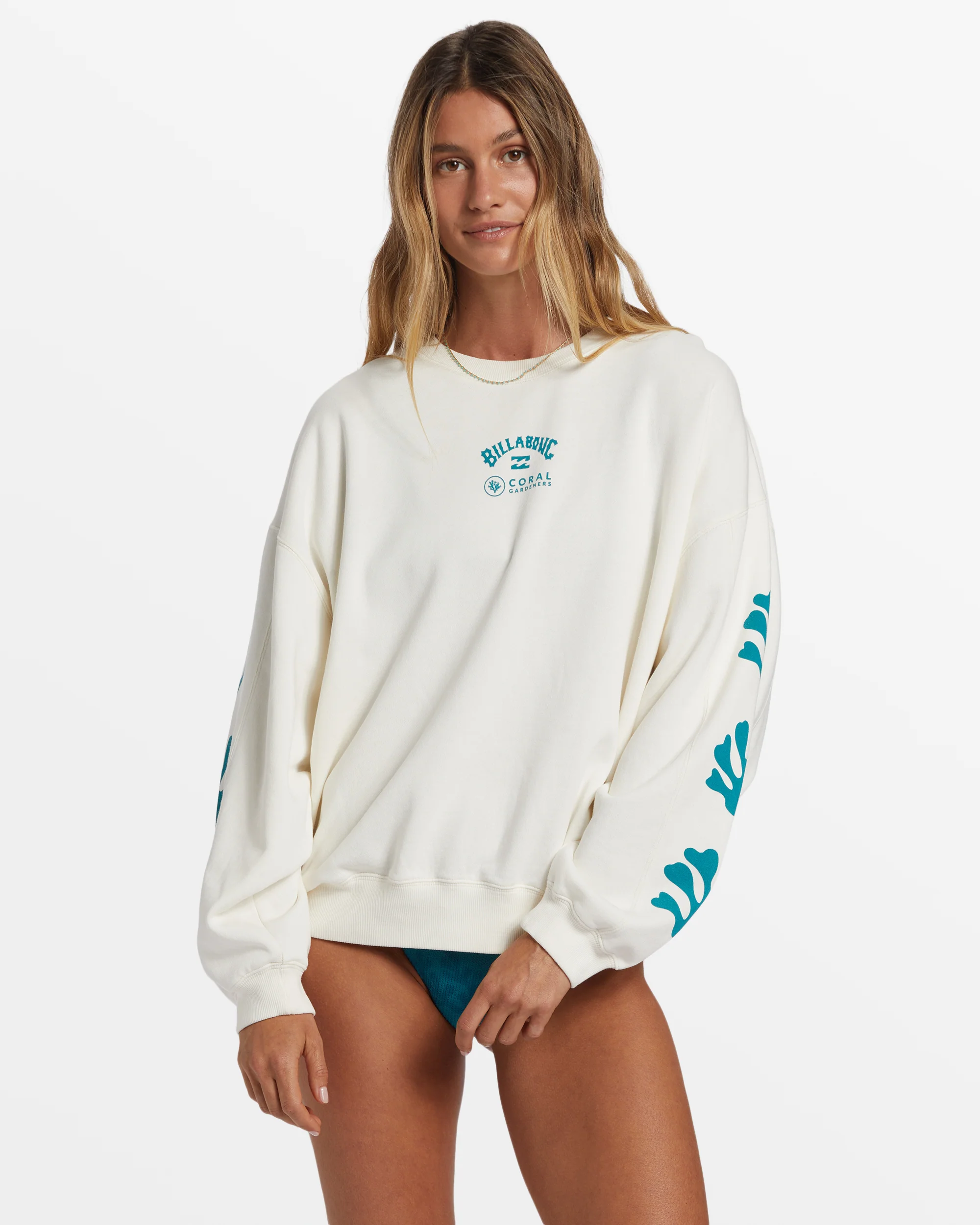 Billabong Beyond The Reef Crew Neck Sweatshirt - Salt Crystal -Biliabong Outlet
