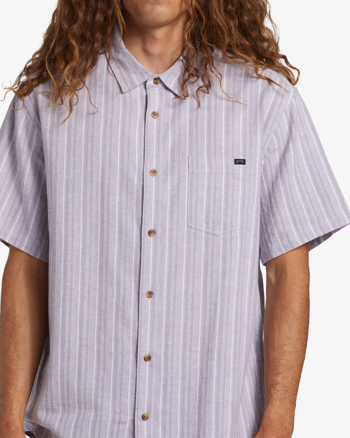 Billabong All Day Stripe Short Sleeve Woven Shirt - Grey Violet -Biliabong Outlet