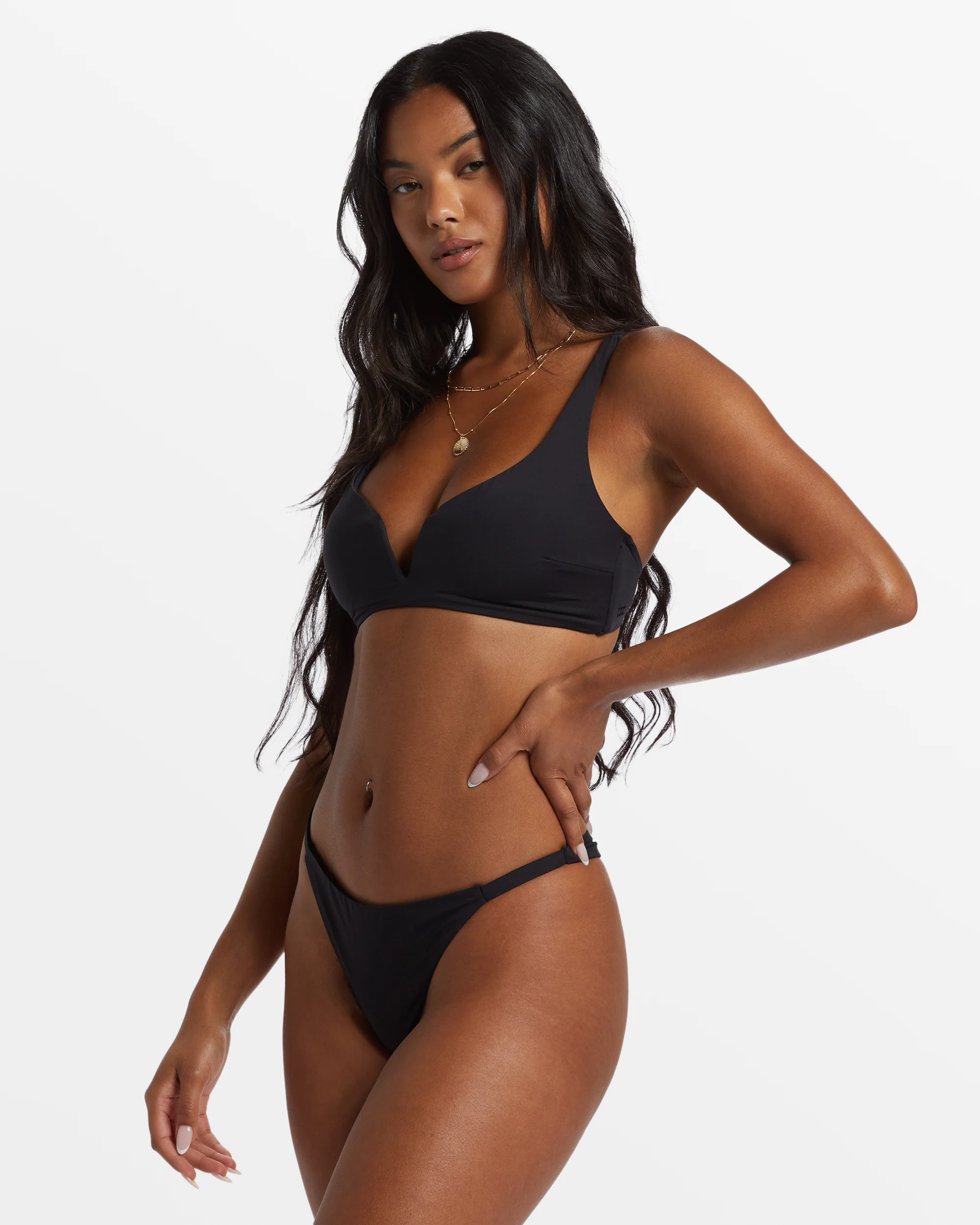Billabong Sol Searcher Dion Plunge Bikini Top - Black Pebble -Biliabong Outlet