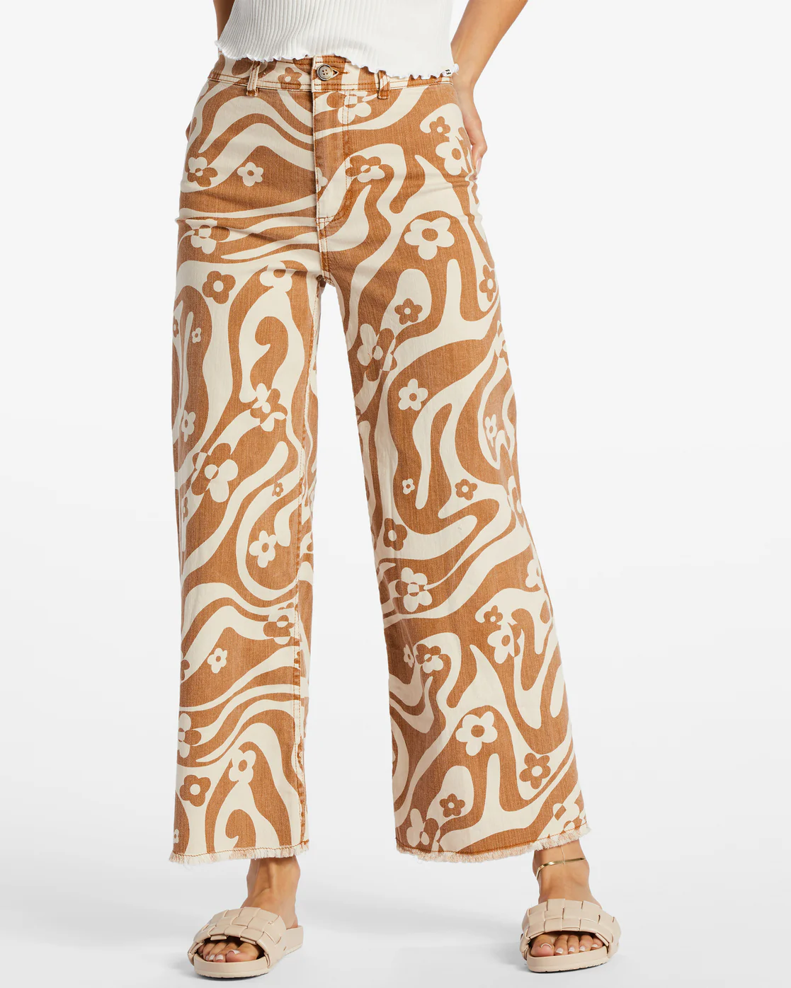 Billabong Free Fall Print Wide Leg Pants - Cider -Biliabong Outlet