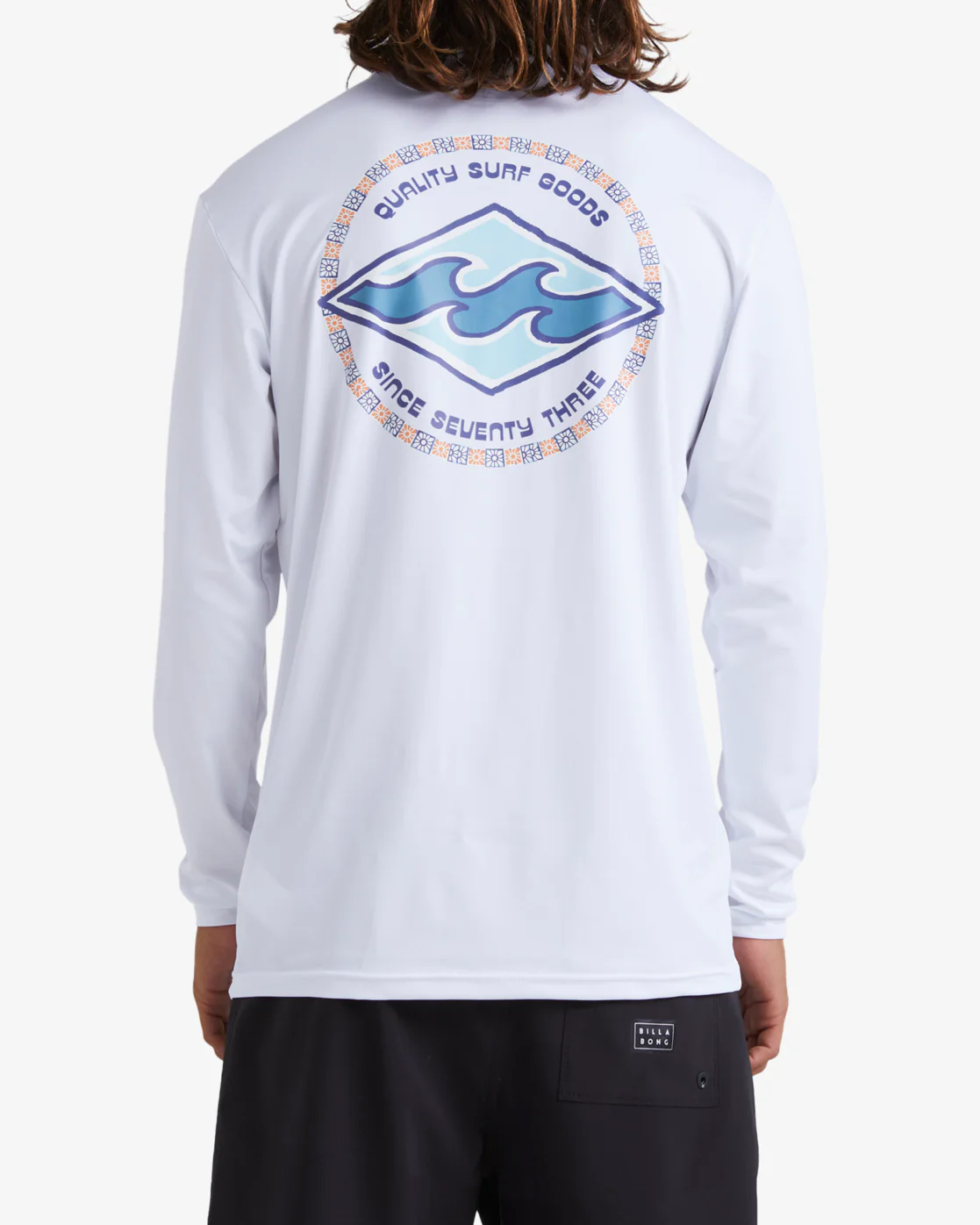 Billabong Rotor Diamond Loose Fit Long Sleeve Surf Tee - White -Biliabong Outlet