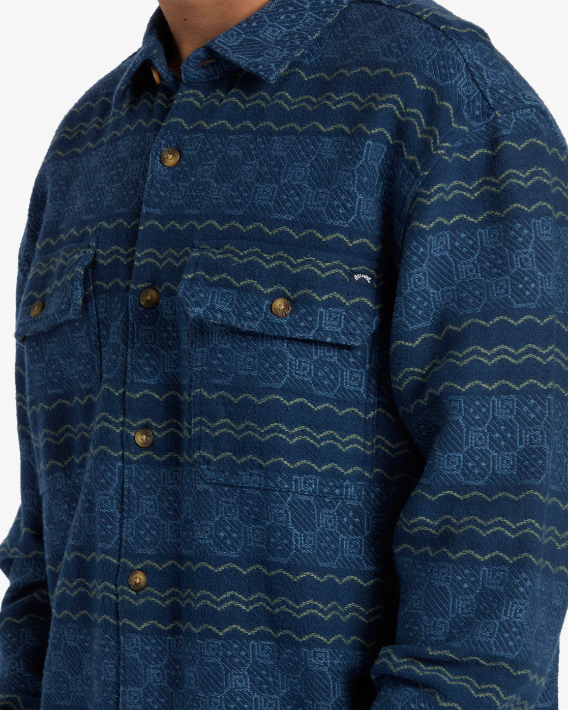 Billabong Offshore Jacquard Flannel Long Sleeve Shirt - Dark Blue -Biliabong Outlet