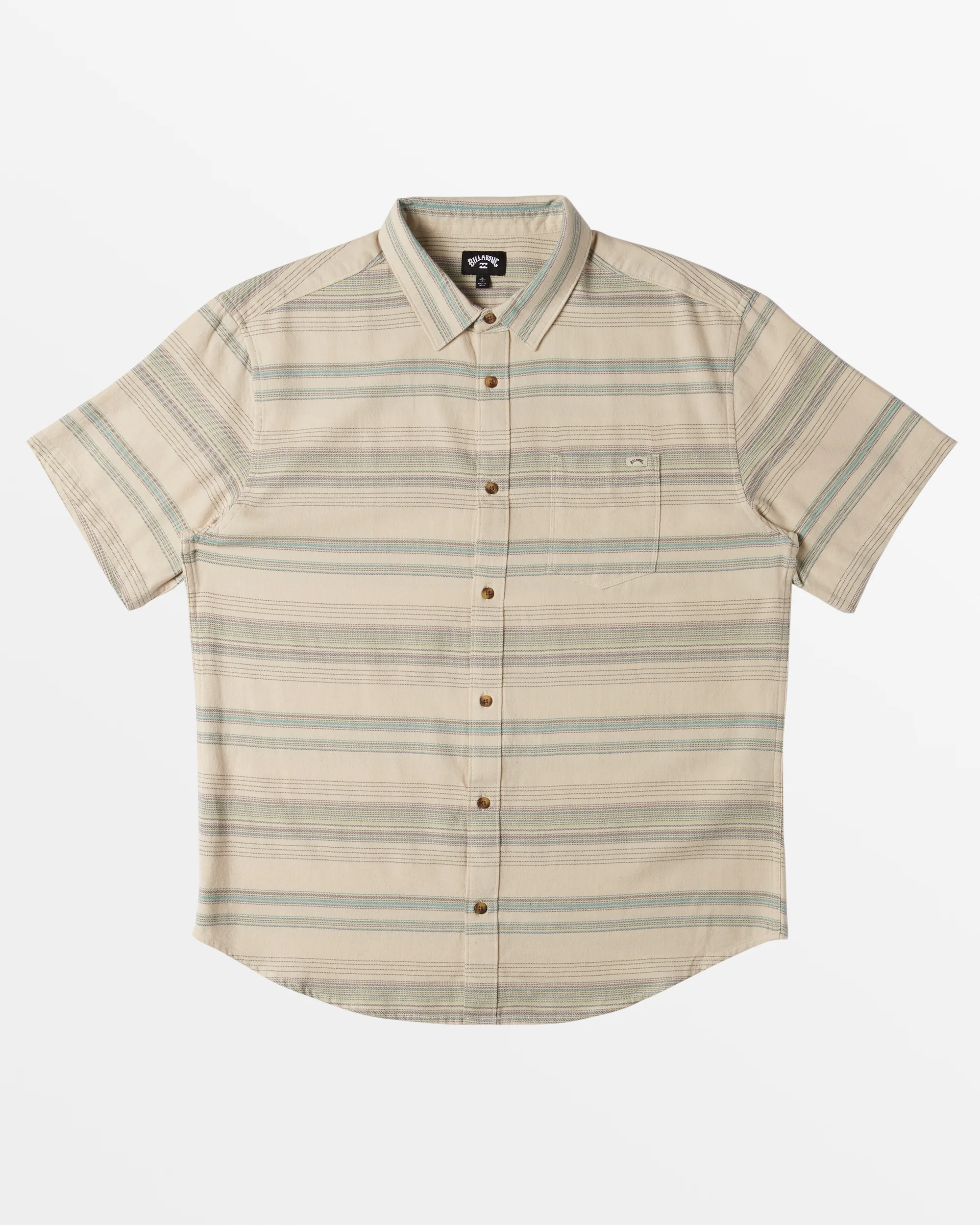 Billabong All Day Stripe Short Sleeve Woven Shirt - Cream -Biliabong Outlet