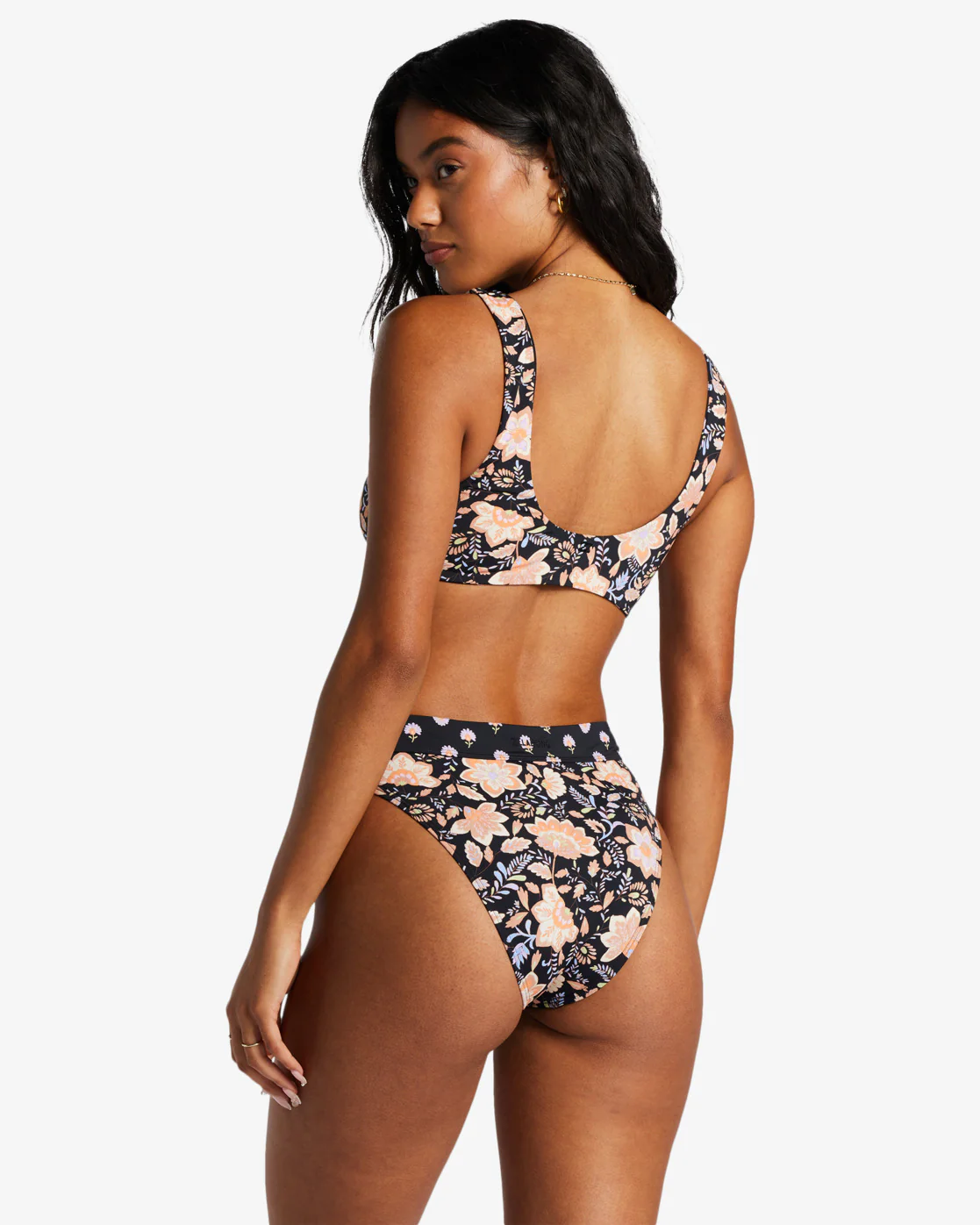 Billabong Hide Away Hippie Ruch Reversible Bikini Top - Black Pebble -Biliabong Outlet