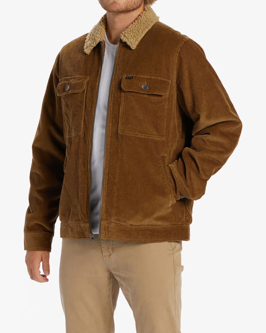 Billabong Barlow Cord Sherpa Lined Jacket - Otter -Biliabong Outlet
