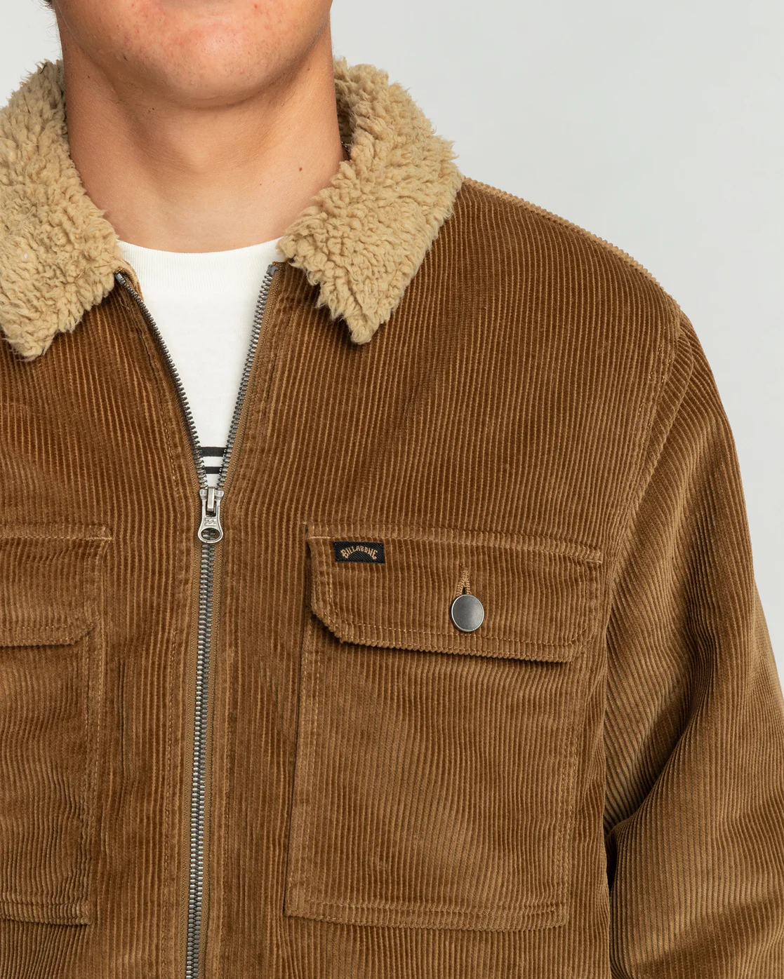 Billabong Barlow Cord Sherpa Lined Jacket - Otter -Biliabong Outlet