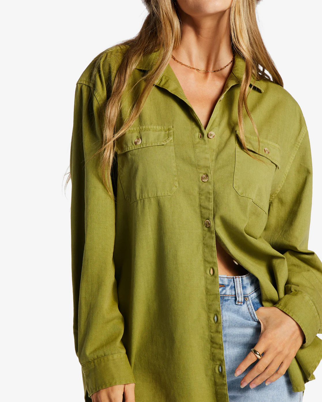 Billabong So Stoked Twill Long Sleeve Shirt - Green Eyes -Biliabong Outlet