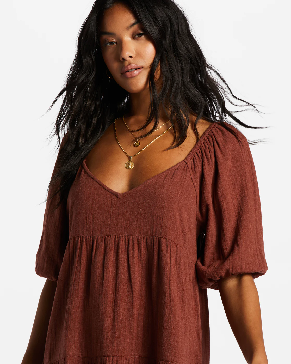 Billabong Fall For Ya Babydoll Dress - Mocha -Biliabong Outlet