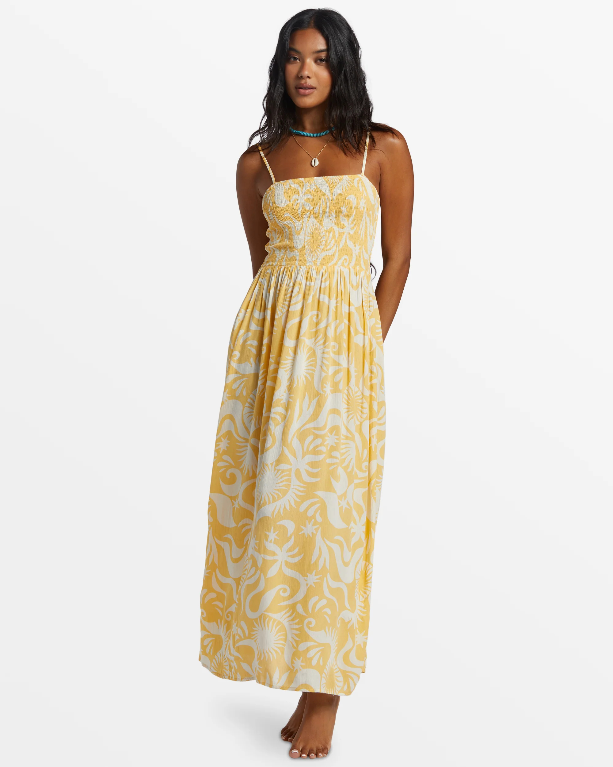 Billabong Sunspell Midi Dress - Gold -Biliabong Outlet