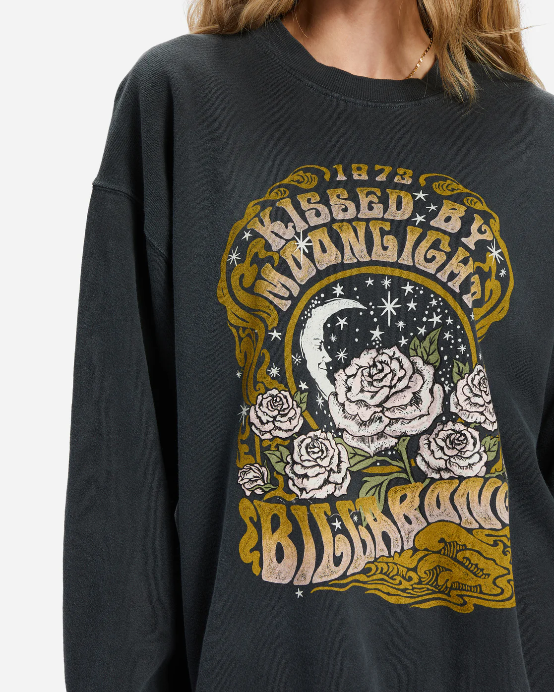 Billabong Ride In Oversized Crewneck Sweatshirt - Black Sands 2 -Biliabong Outlet