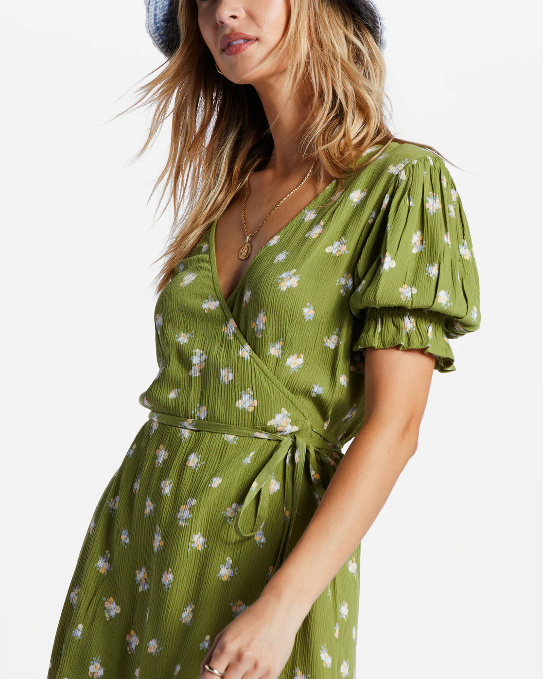 Billabong Chiquita Mini Wrap Dress - Green Eyes -Biliabong Outlet