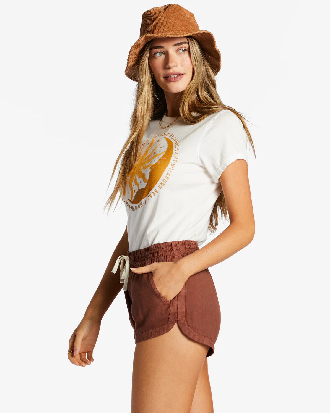 Billabong Road Trippin Elastic Waist Shorts - Mocha -Biliabong Outlet