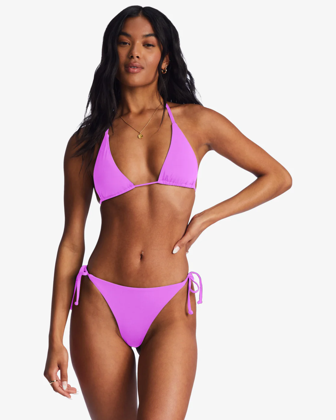 Billabong Sol Searcher Tie-Side Tanga Bikini Bottoms - Bright Orchid -Biliabong Outlet