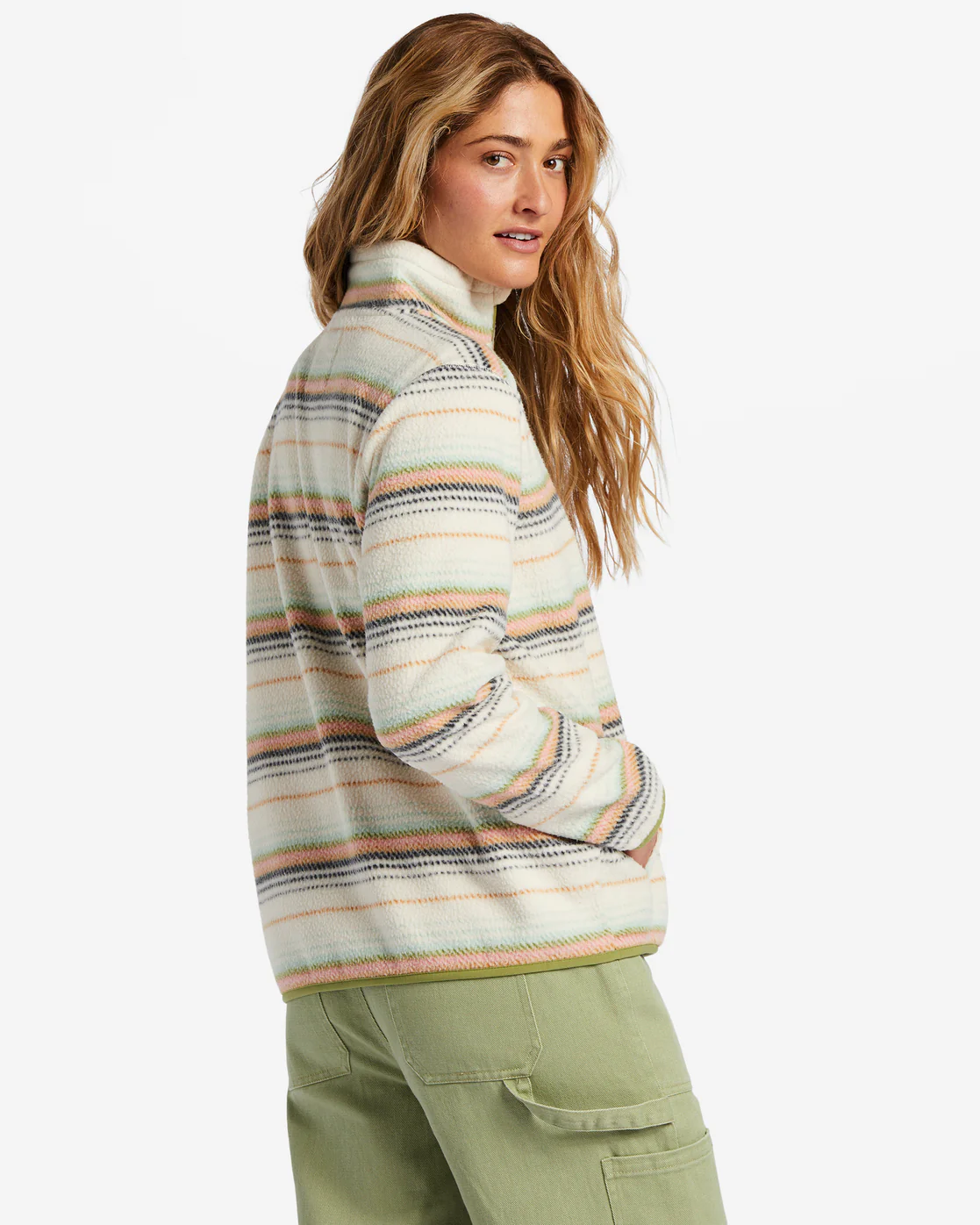 Billabong A/Div Boundary Mock 3 Half-Zip Pullover Sweatshirt - White Cap -Biliabong Outlet