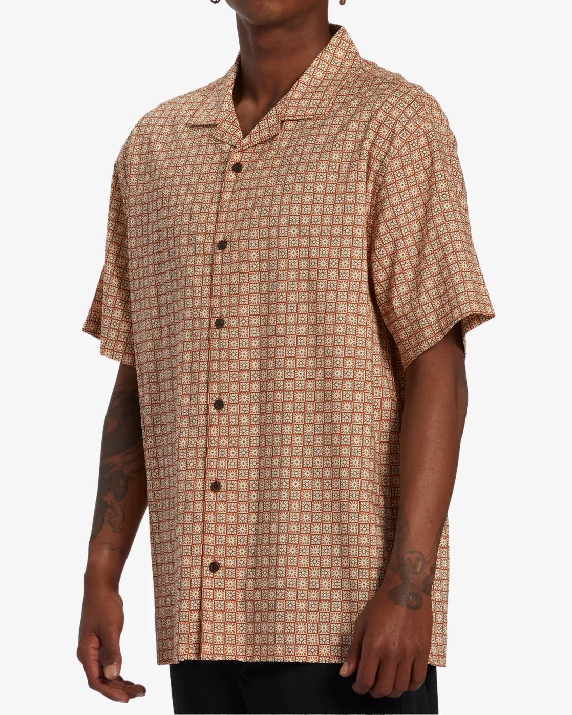 Billabong Sundays Vacay Short Sleeve Woven Shirt - Mustard -Biliabong Outlet