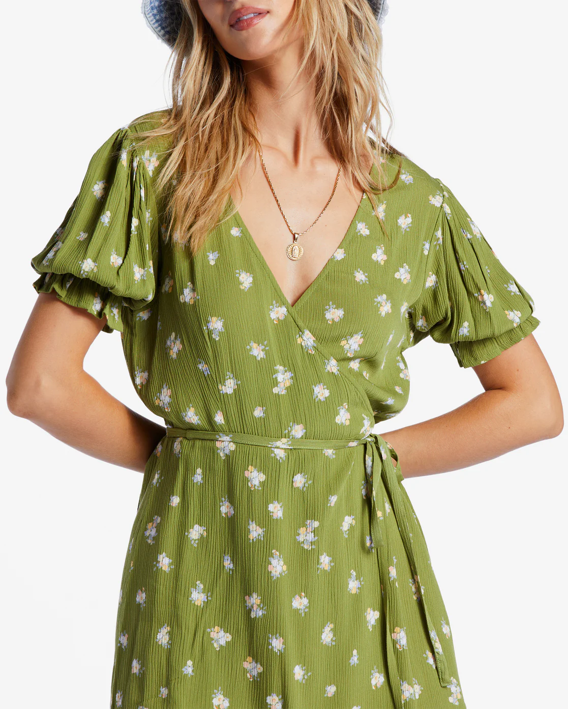 Billabong Chiquita Mini Wrap Dress - Green Eyes -Biliabong Outlet
