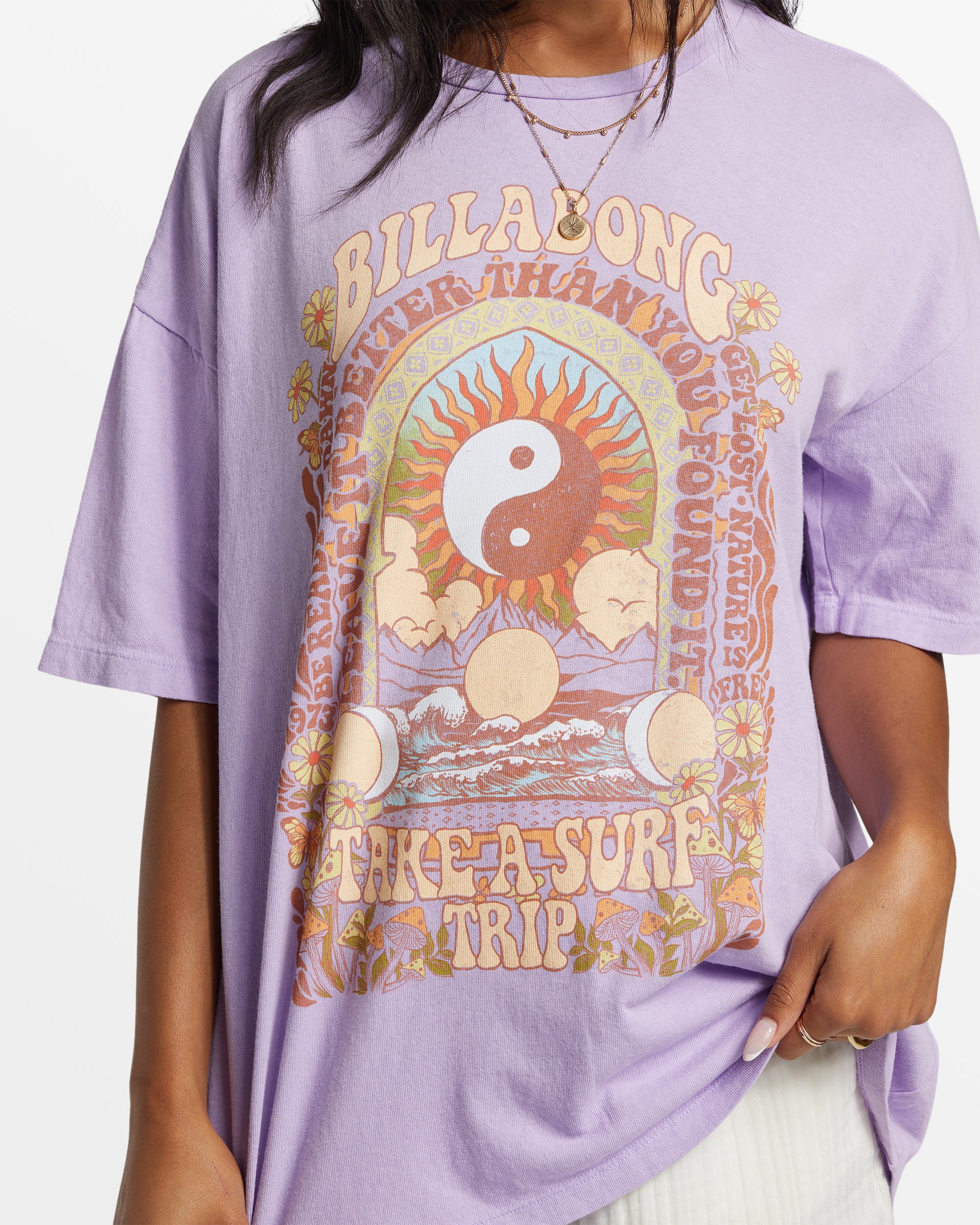 Billabong Surf Trip Oversized T-Shirt - Tulip -Biliabong Outlet