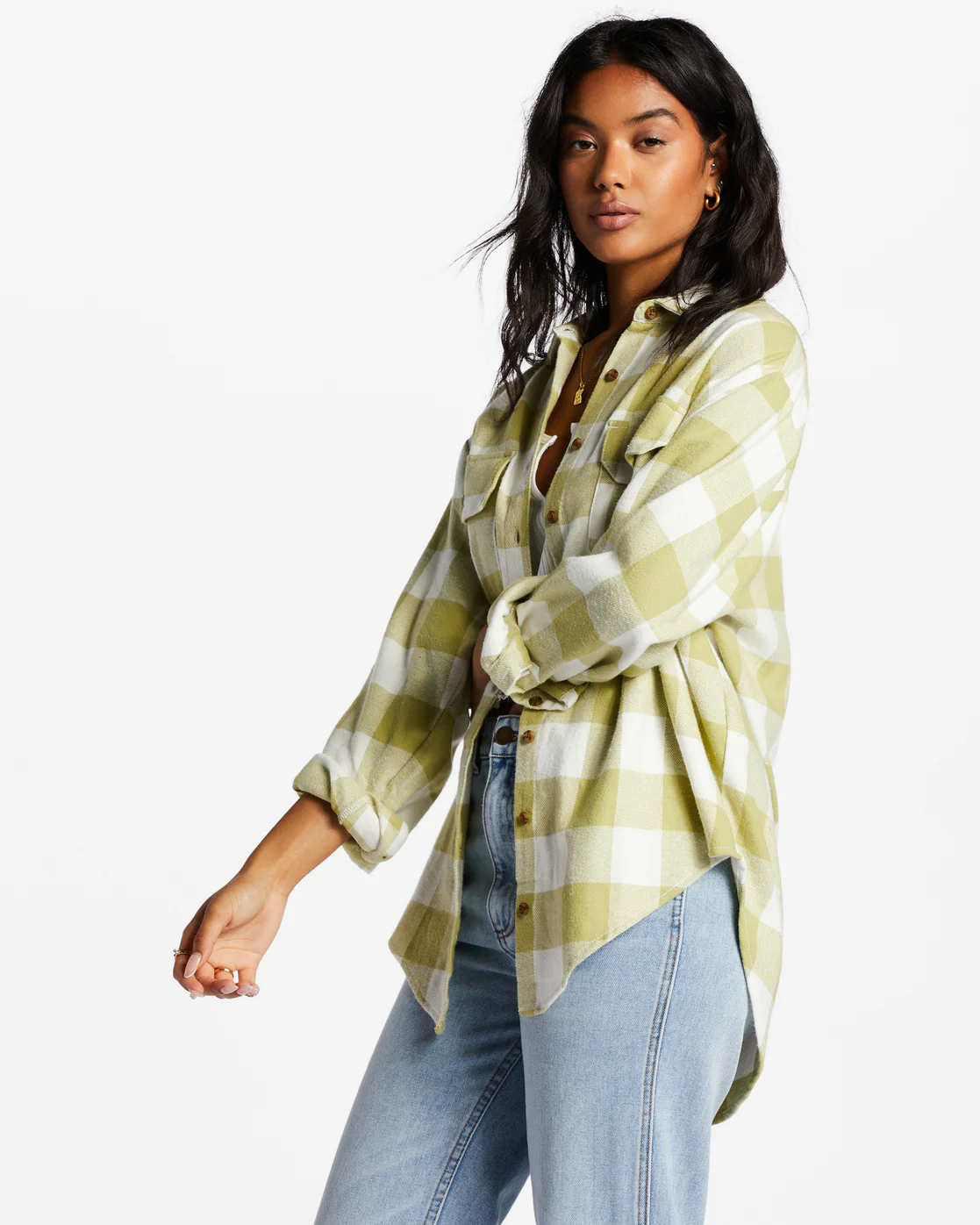 Billabong So Stoked Long Sleeve Flannel Shirt - Willow -Biliabong Outlet