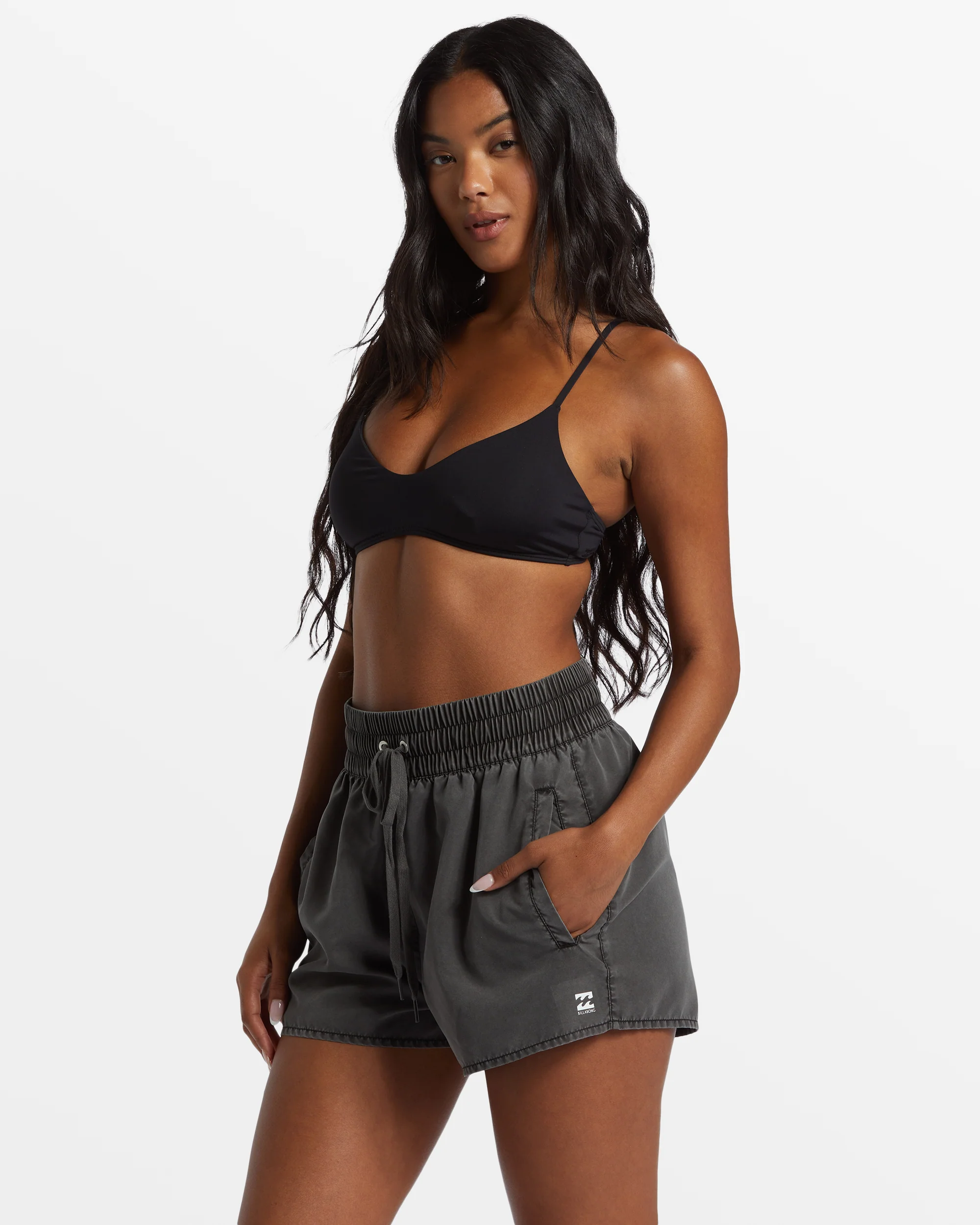 Billabong Sol Searcher New Elastic Waist Volleys - Black Pebble -Biliabong Outlet