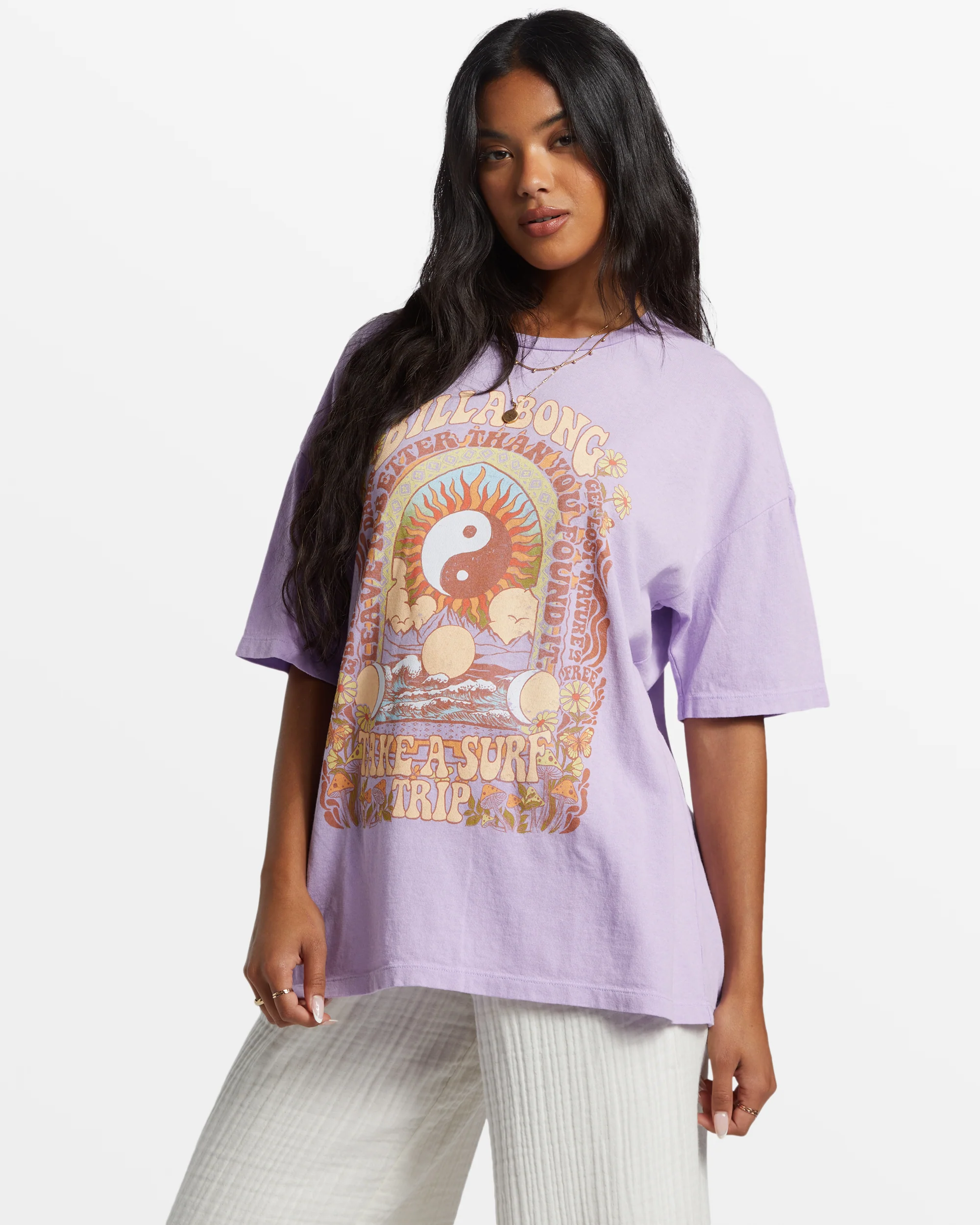 Billabong Surf Trip Oversized T-Shirt - Tulip -Biliabong Outlet