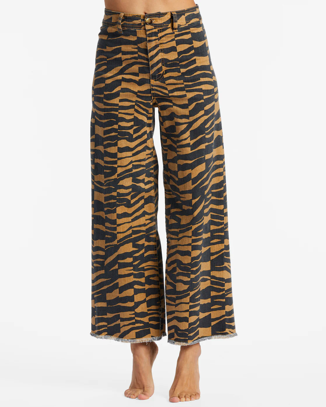 Billabong Free Fall Print Wide Leg Pants - Cosmic Khaki -Biliabong Outlet