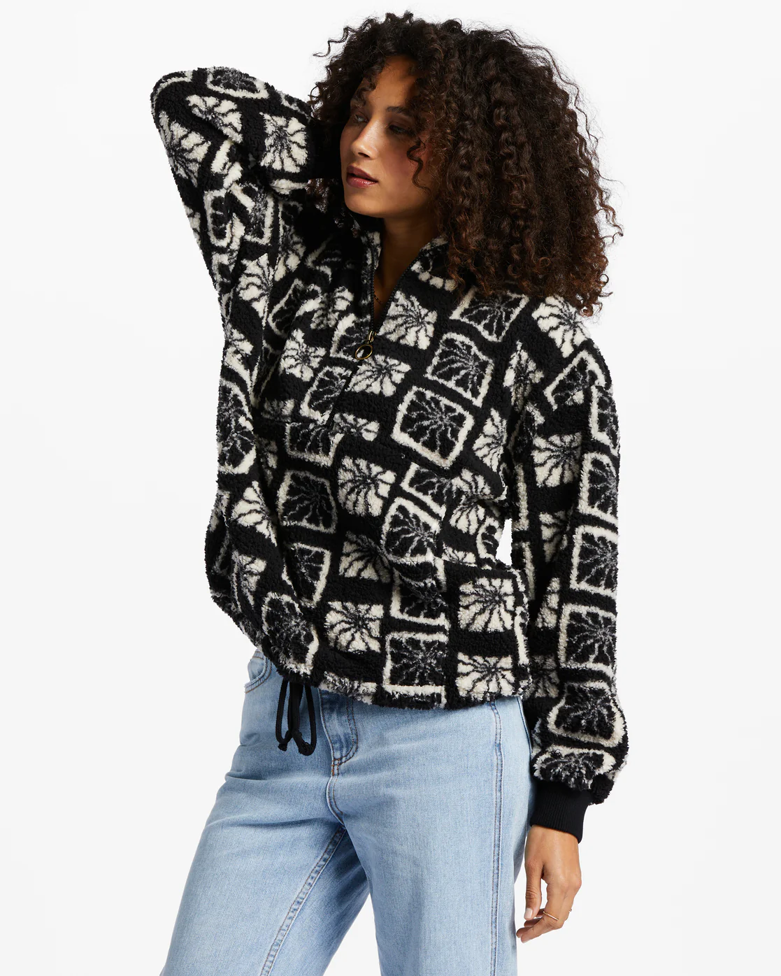 Billabong Time Off Half-Zip Fleece Pullover - Black Pebble -Biliabong Outlet