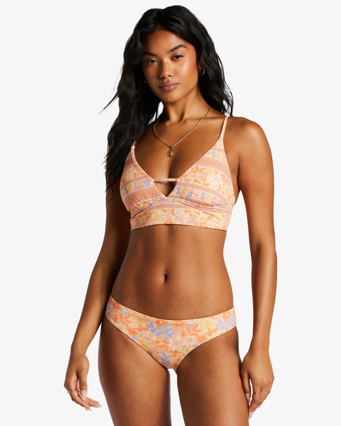 Billabong Fine By Me Reversible V-Neck Bikini Top - Light Melon -Biliabong Outlet