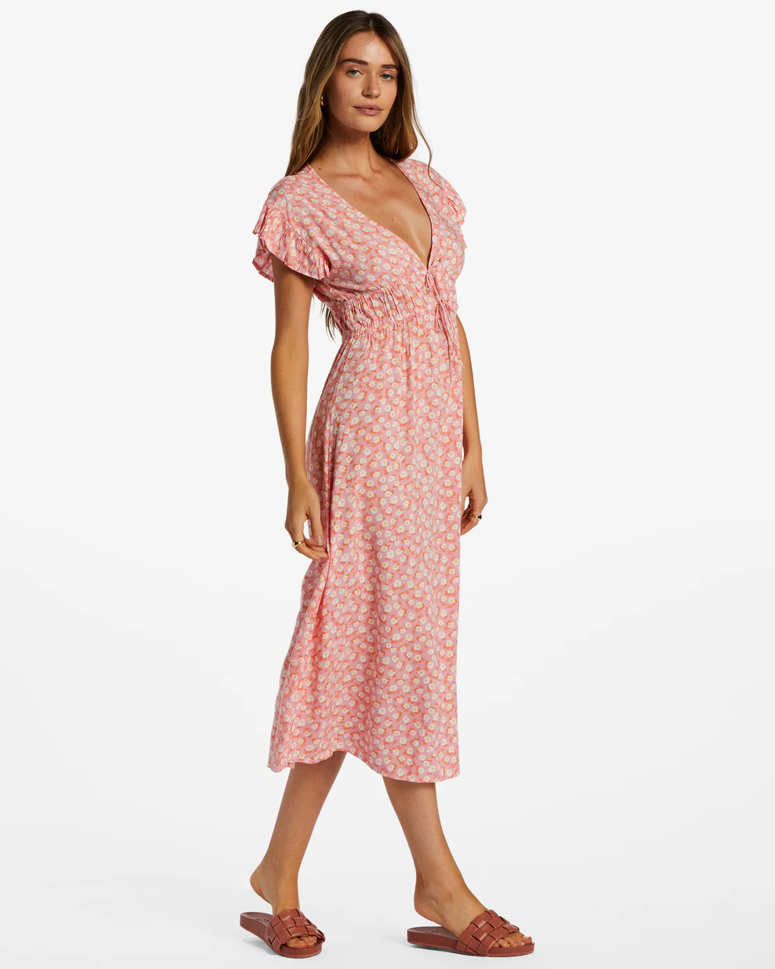 Billabong Picnic Date Midi Dress - Flamingo -Biliabong Outlet