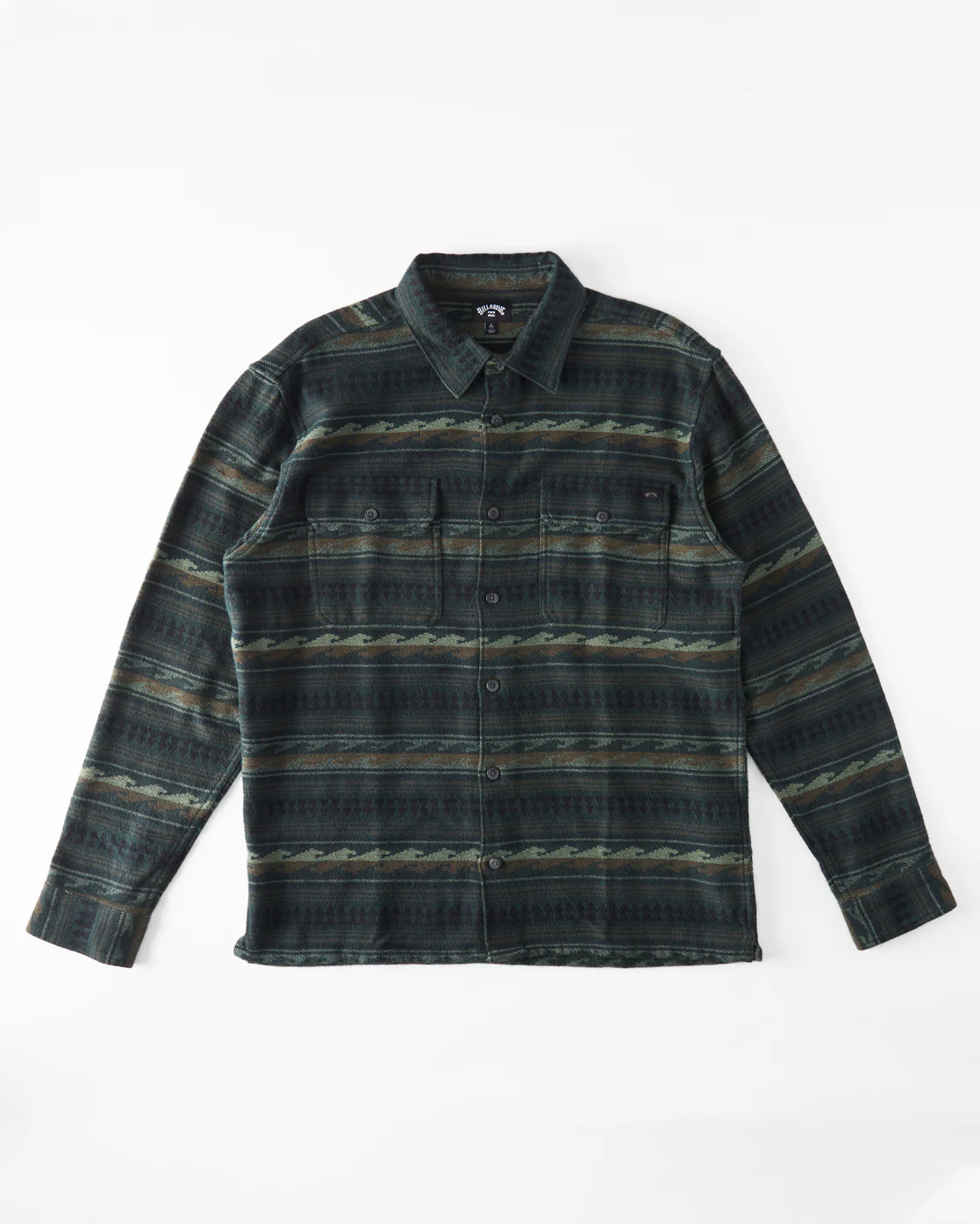 Billabong Offshore Jacquard Flannel Long Sleeve Shirt - Dark Forest -Biliabong Outlet