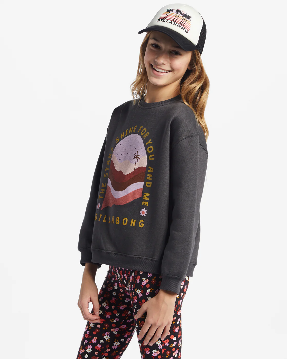 Billabong Girls Night Sky Sweatshirt - Off Black -Biliabong Outlet