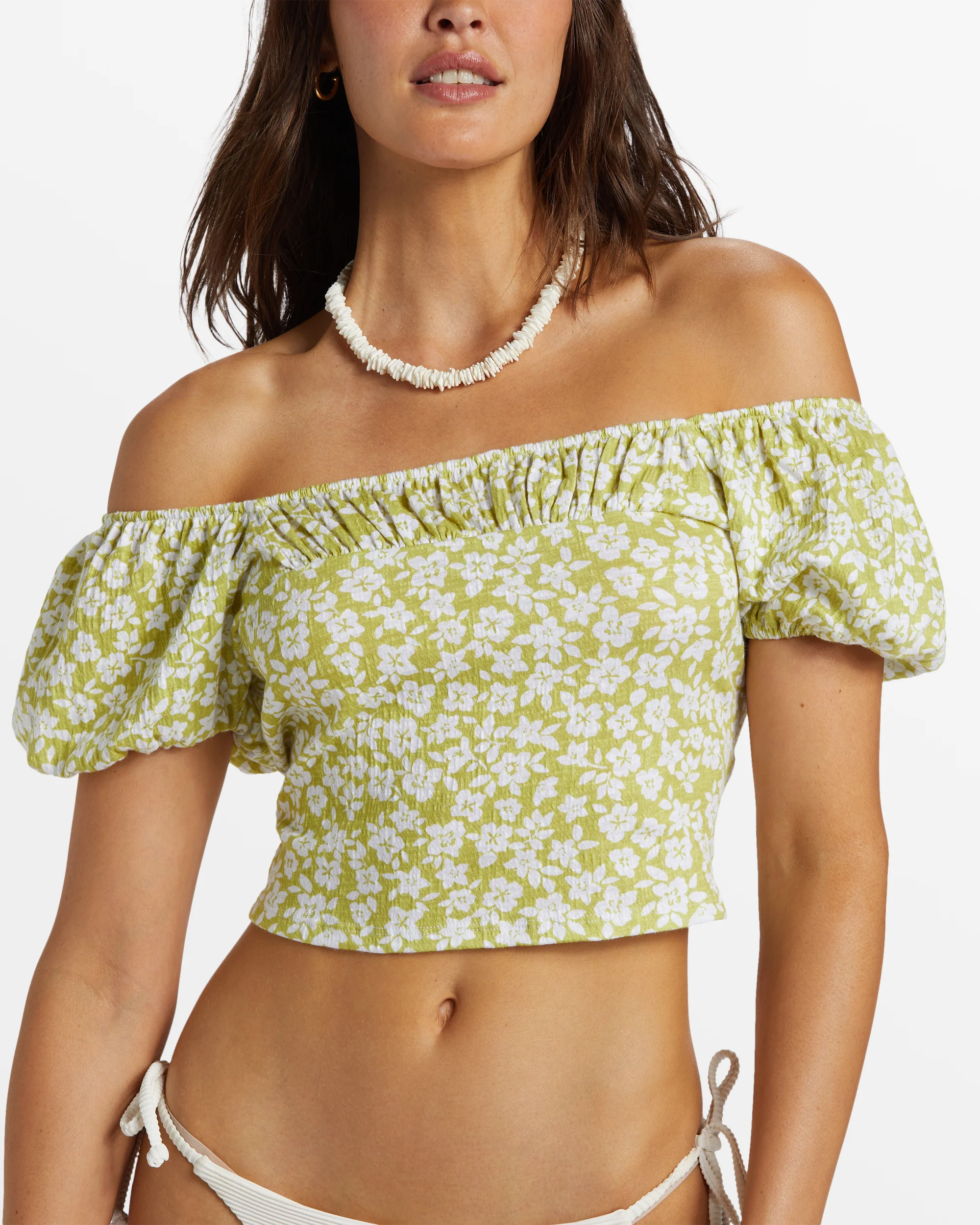 Billabong Flirt On Fitted Crop Top - Moss Joy -Biliabong Outlet