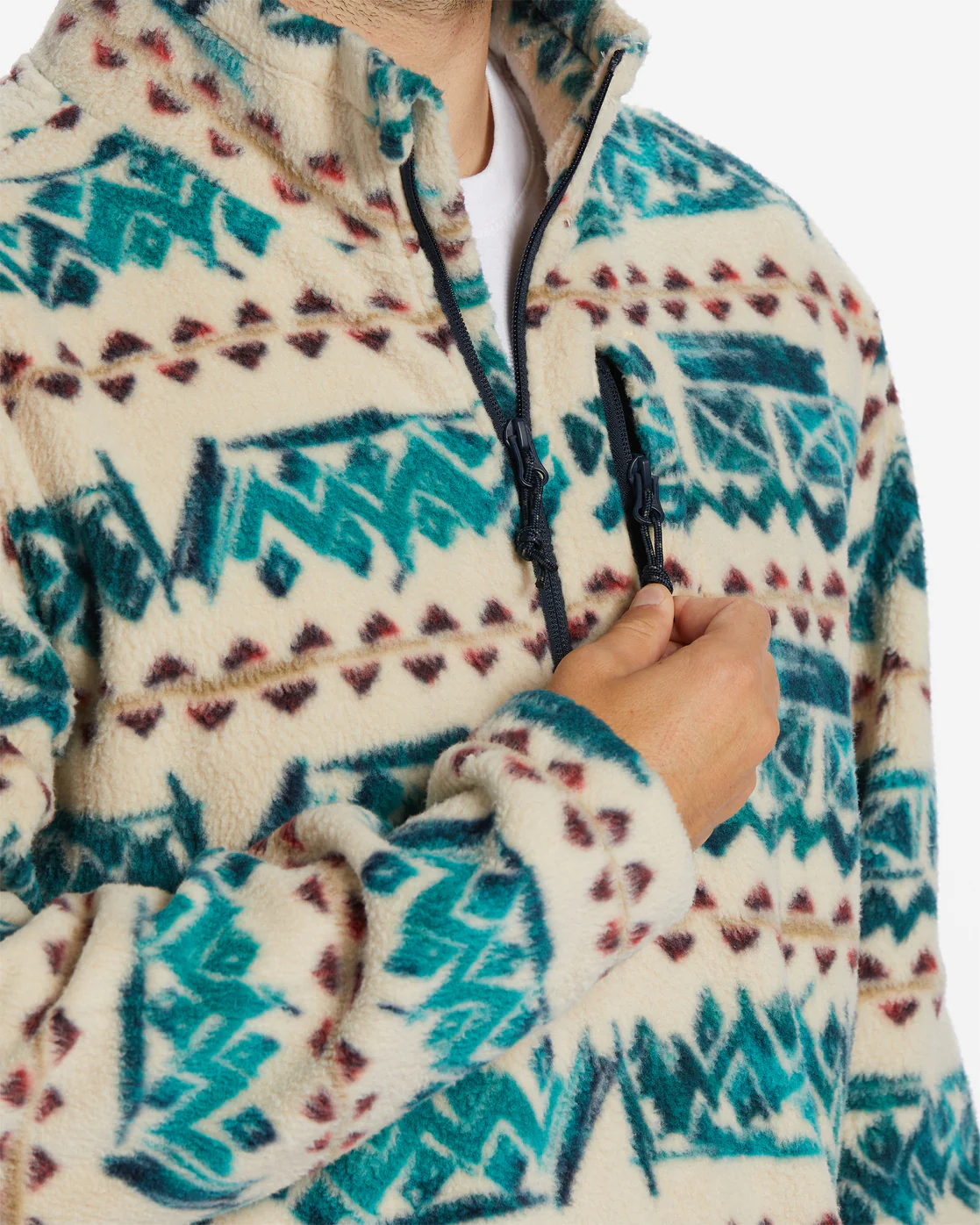 Billabong Boundary Half-Zip Mock Neck Fleece - Bone -Biliabong Outlet