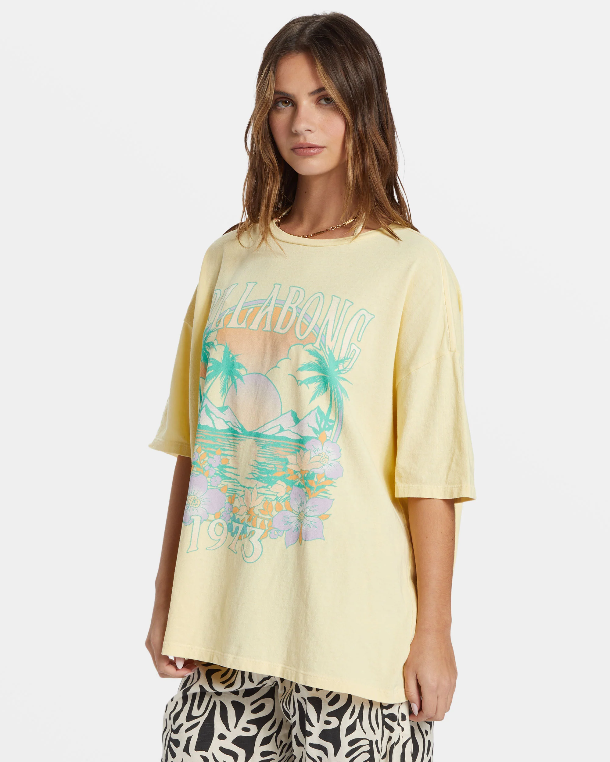 Billabong Island Holiday Oversized T-Shirt - Yellow -Biliabong Outlet