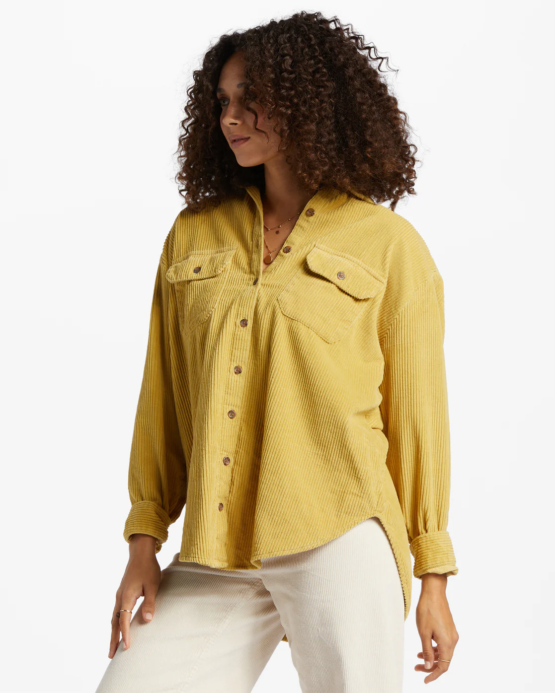 Billabong So Stoked Cord Long Sleeve Top - Kiwi -Biliabong Outlet