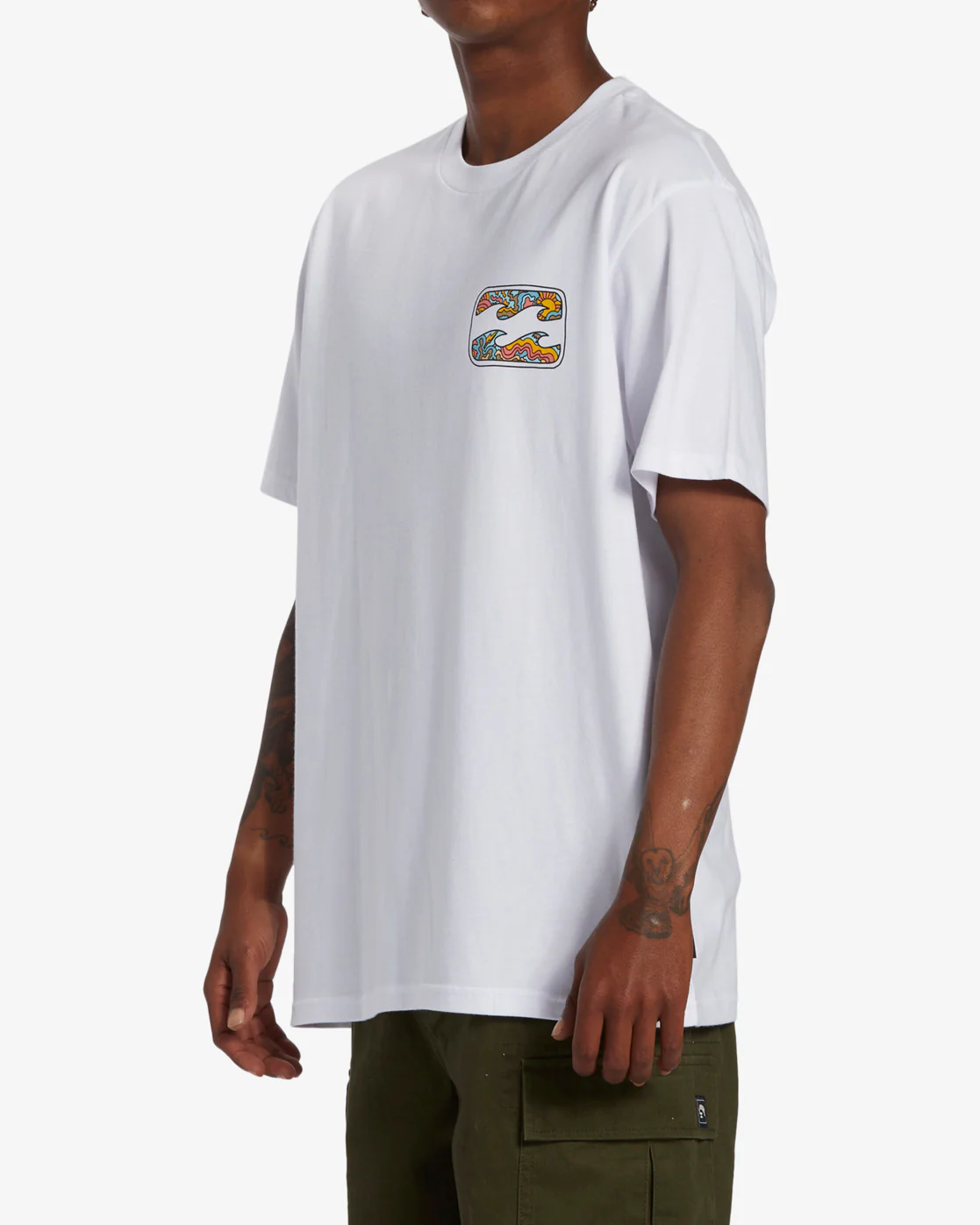 Billabong Crayon Wave Short Sleeve T-Shirt - White -Biliabong Outlet