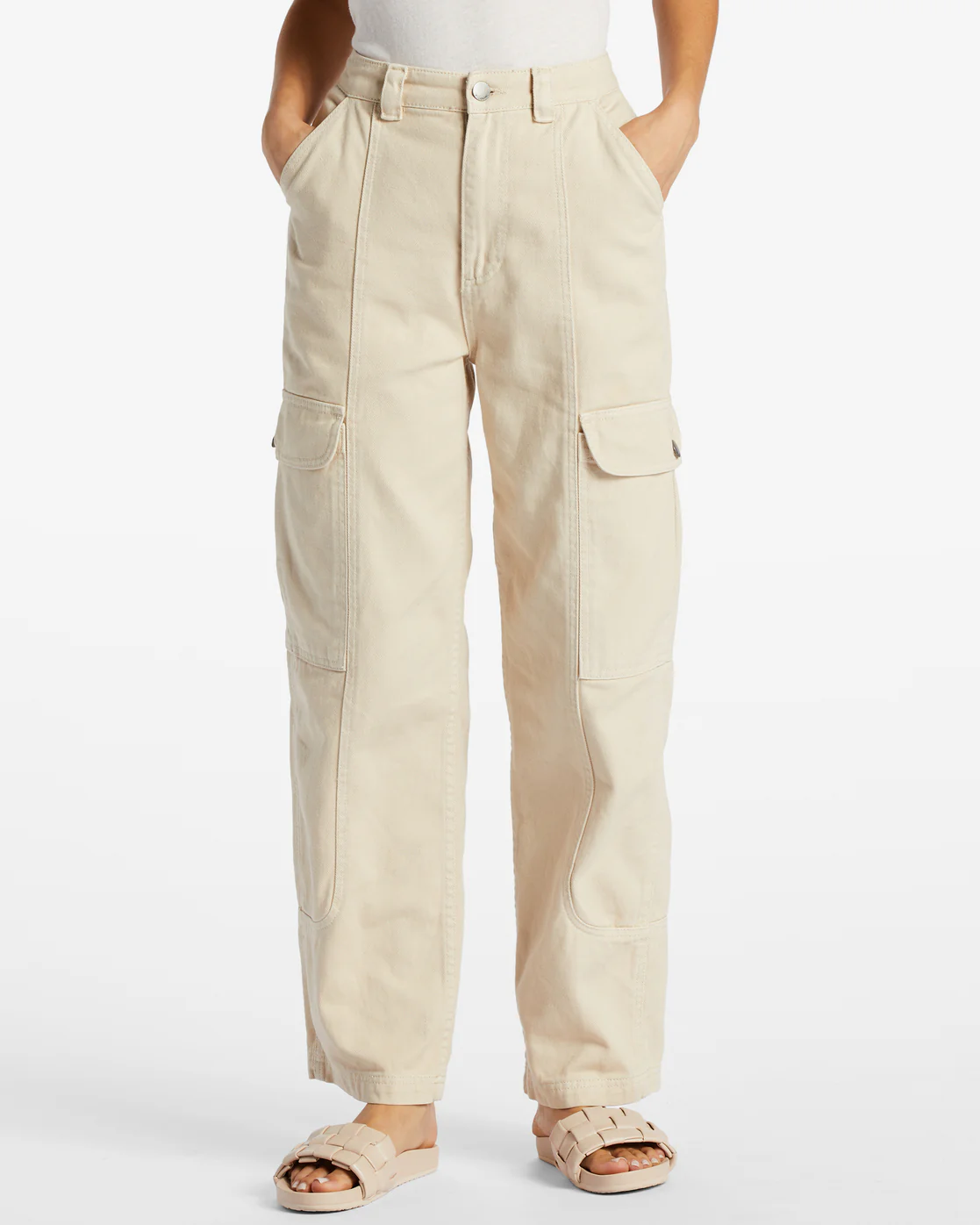 Billabong Wall To Wall Denim Cargo Pants - Antique White 1 -Biliabong Outlet