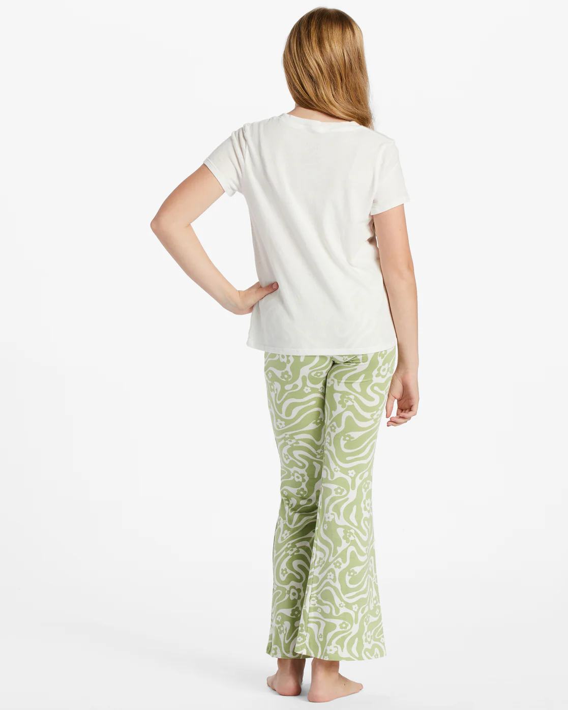 Billabong Tell Me Elastic Waist Flared Pants - Willow -Biliabong Outlet
